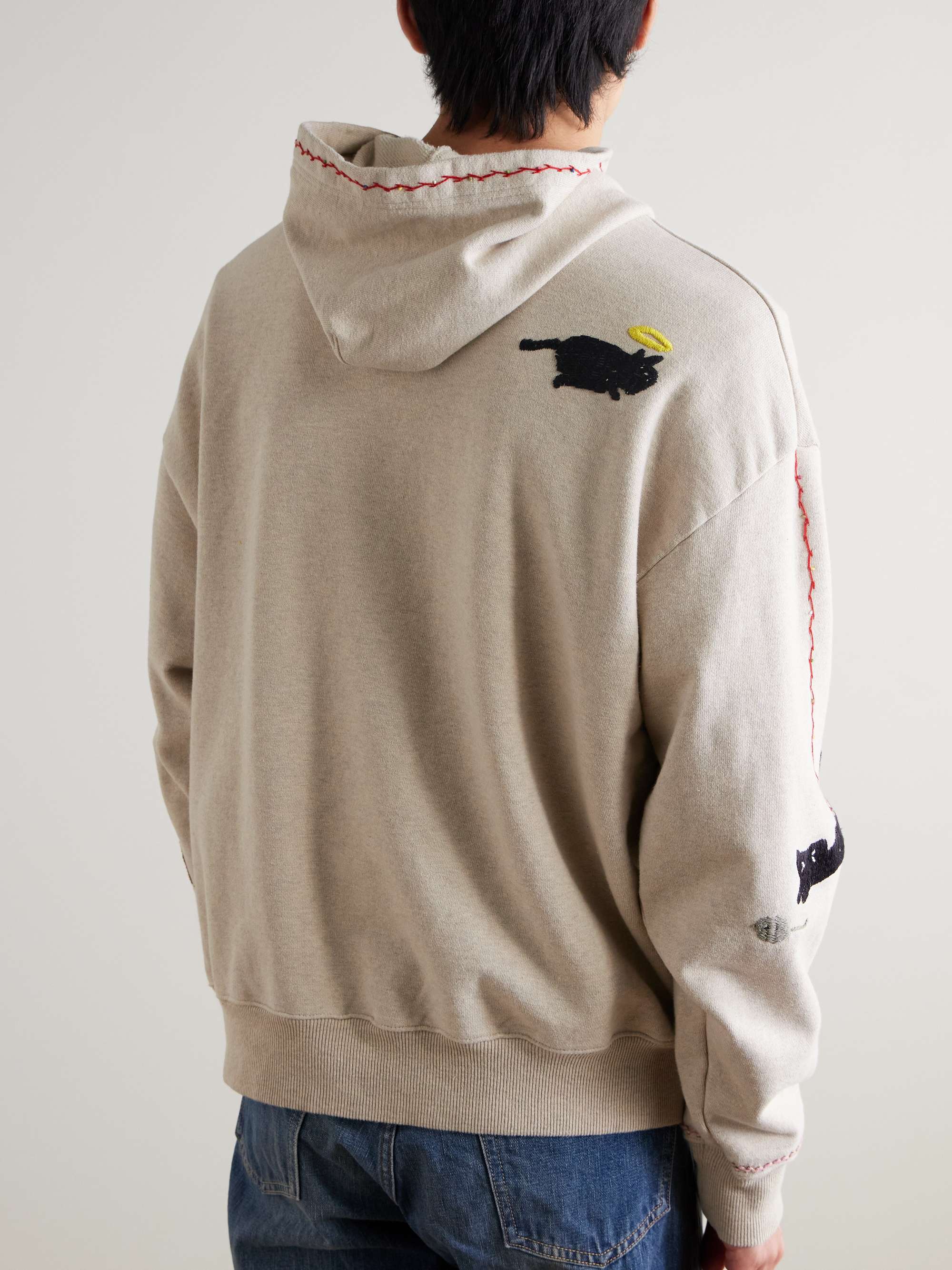 Embroidered Cotton-Jersey Hoodie view