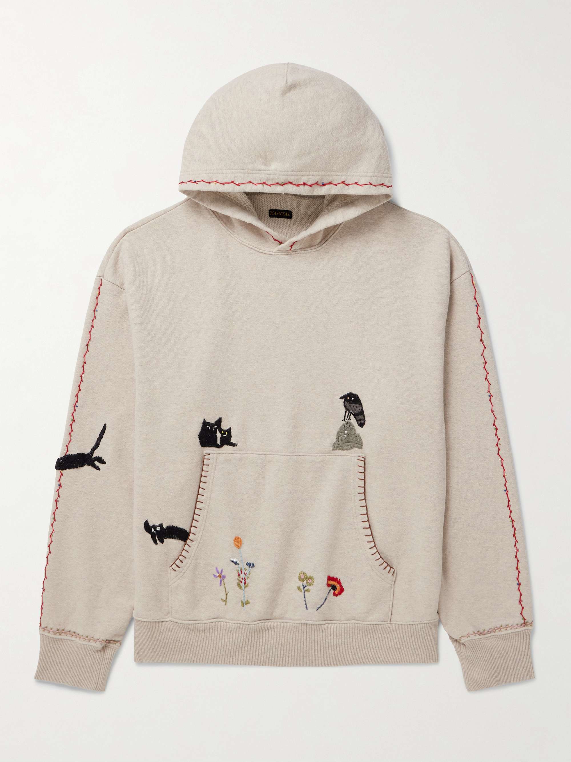 Embroidered Cotton-Jersey Hoodie view
