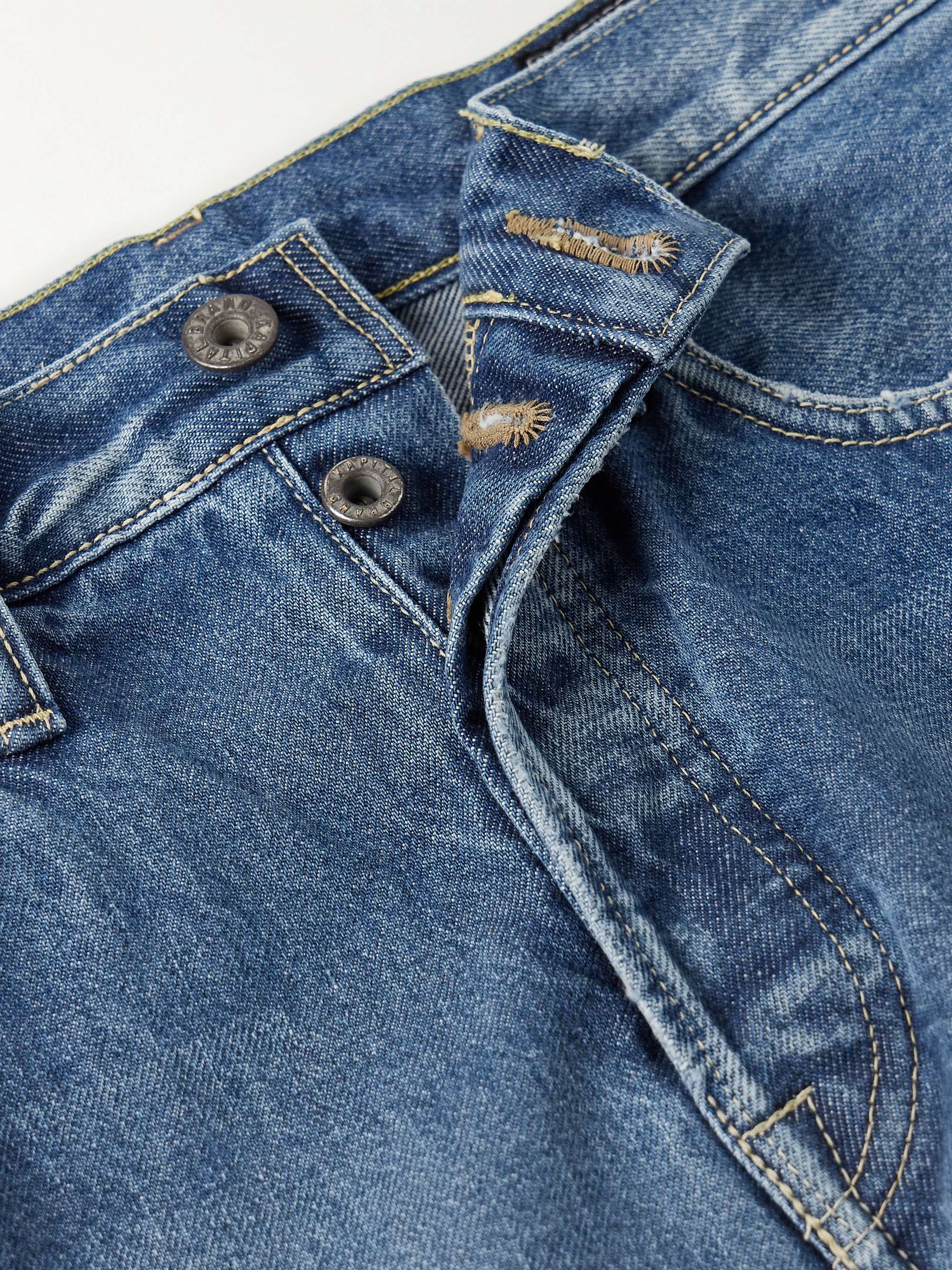Monkey CISCO Straight-Leg Distressed Embroidered Jeans view