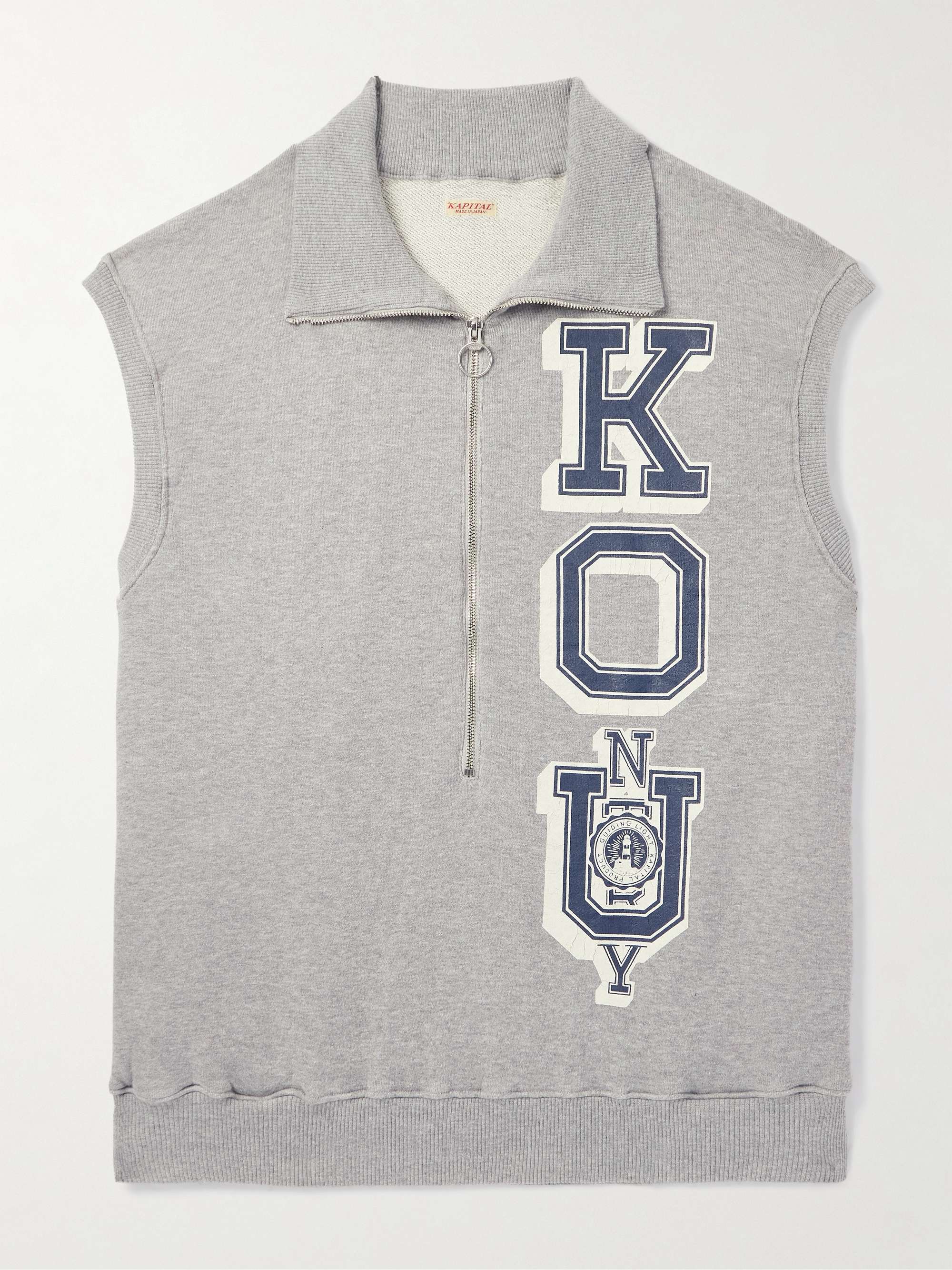 KO.U Printed Cotton-Jersey Half-Zip Gilet view