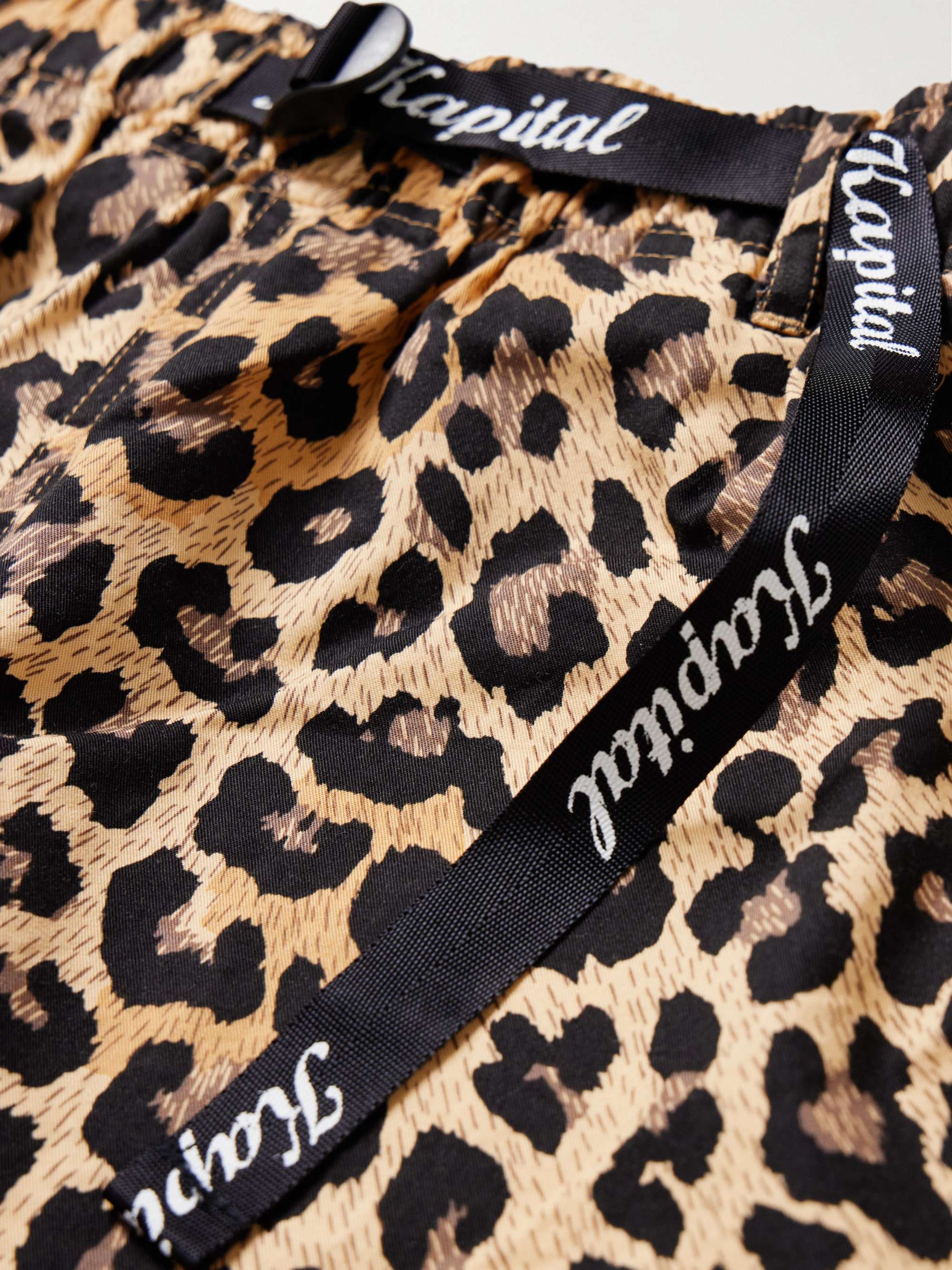 Easy Wide-Leg Belted Leopard-Print Cotton-Twill Shorts view