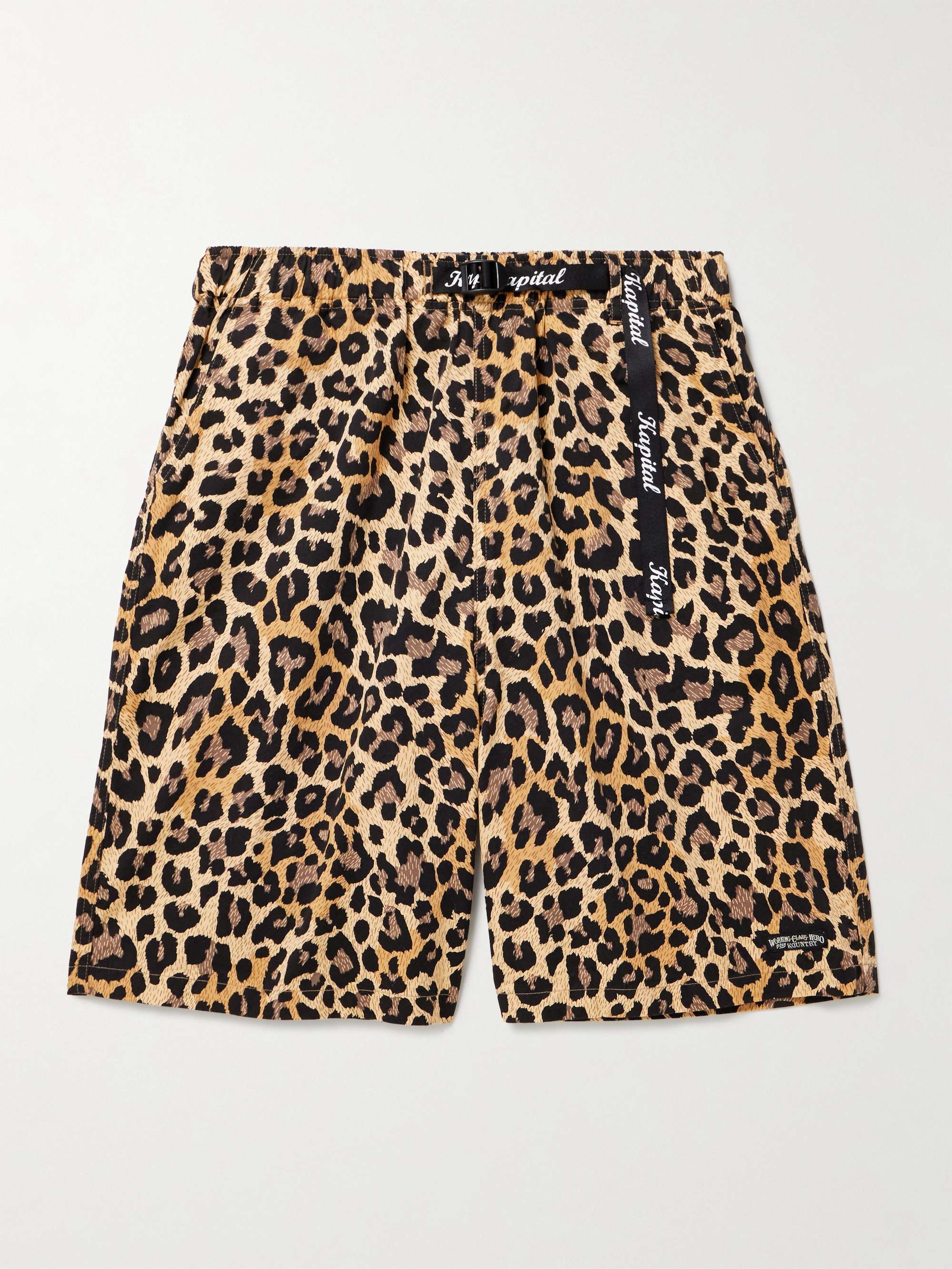 Easy Wide-Leg Belted Leopard-Print Cotton-Twill Shorts view