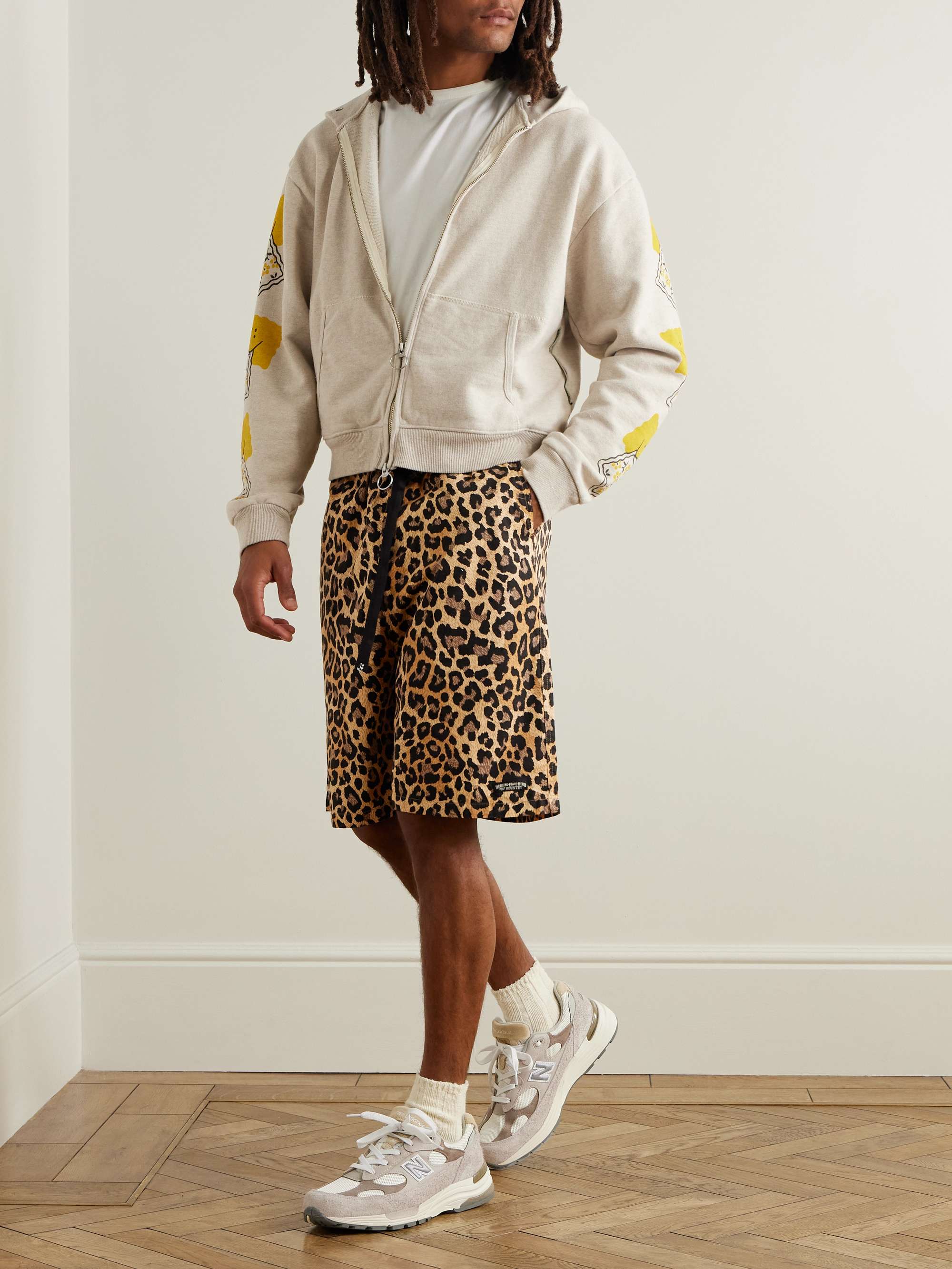 Easy Wide-Leg Belted Leopard-Print Cotton-Twill Shorts view