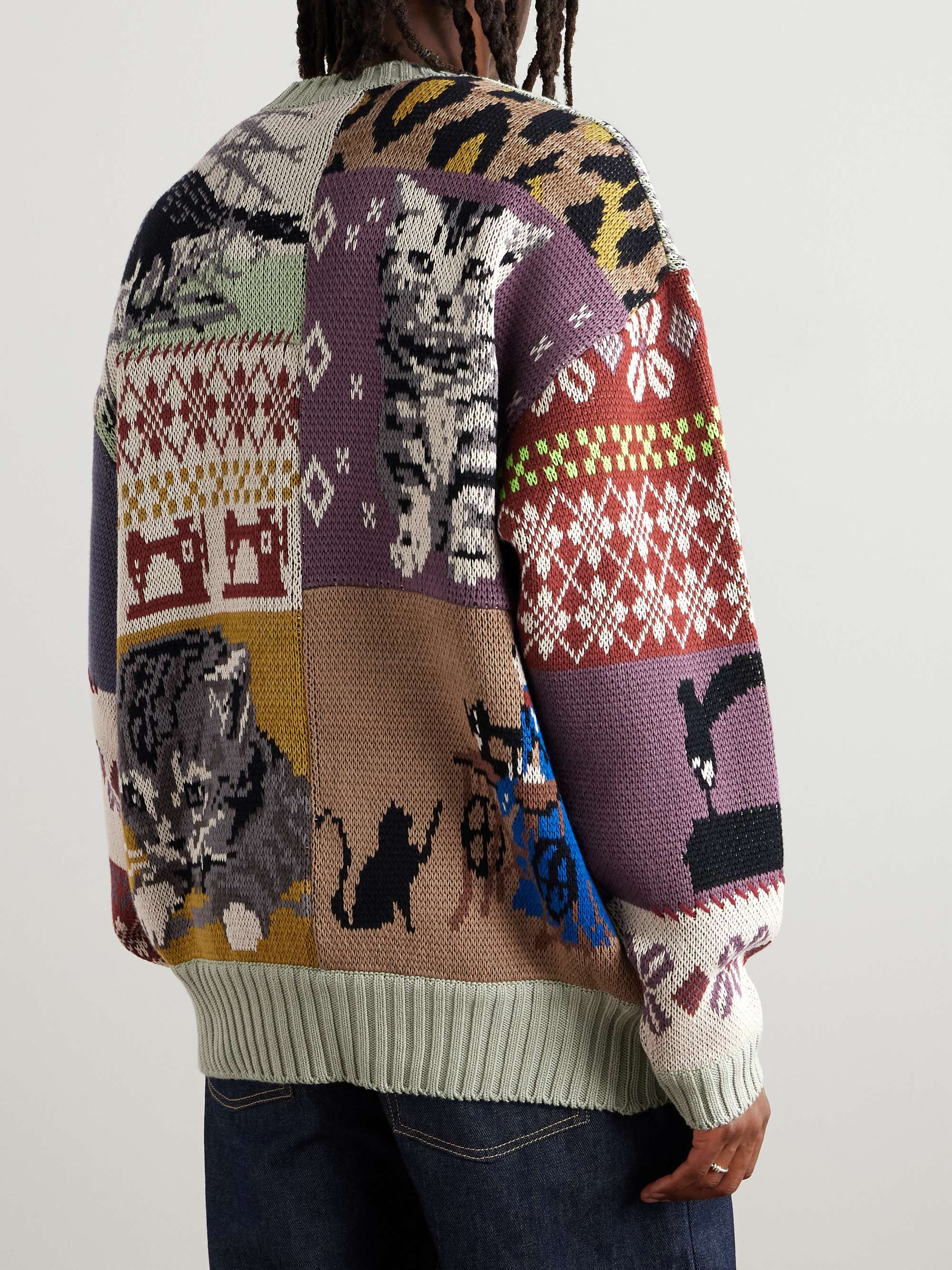 Patchwork Cotton-Blend Jacquard Sweater view