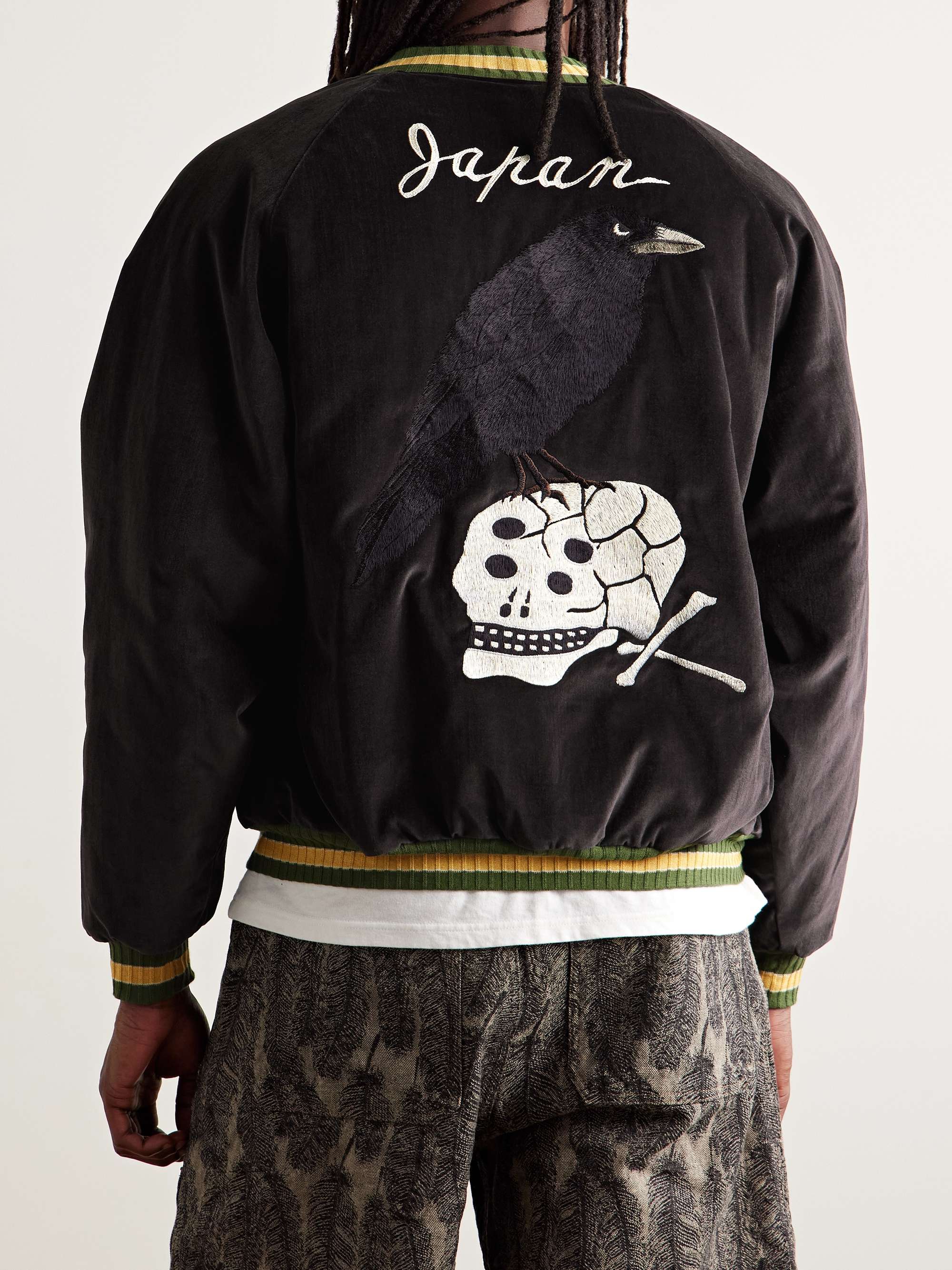 Souvenir Padded Embroidered Cotton-Velvet Bomber Jacket view