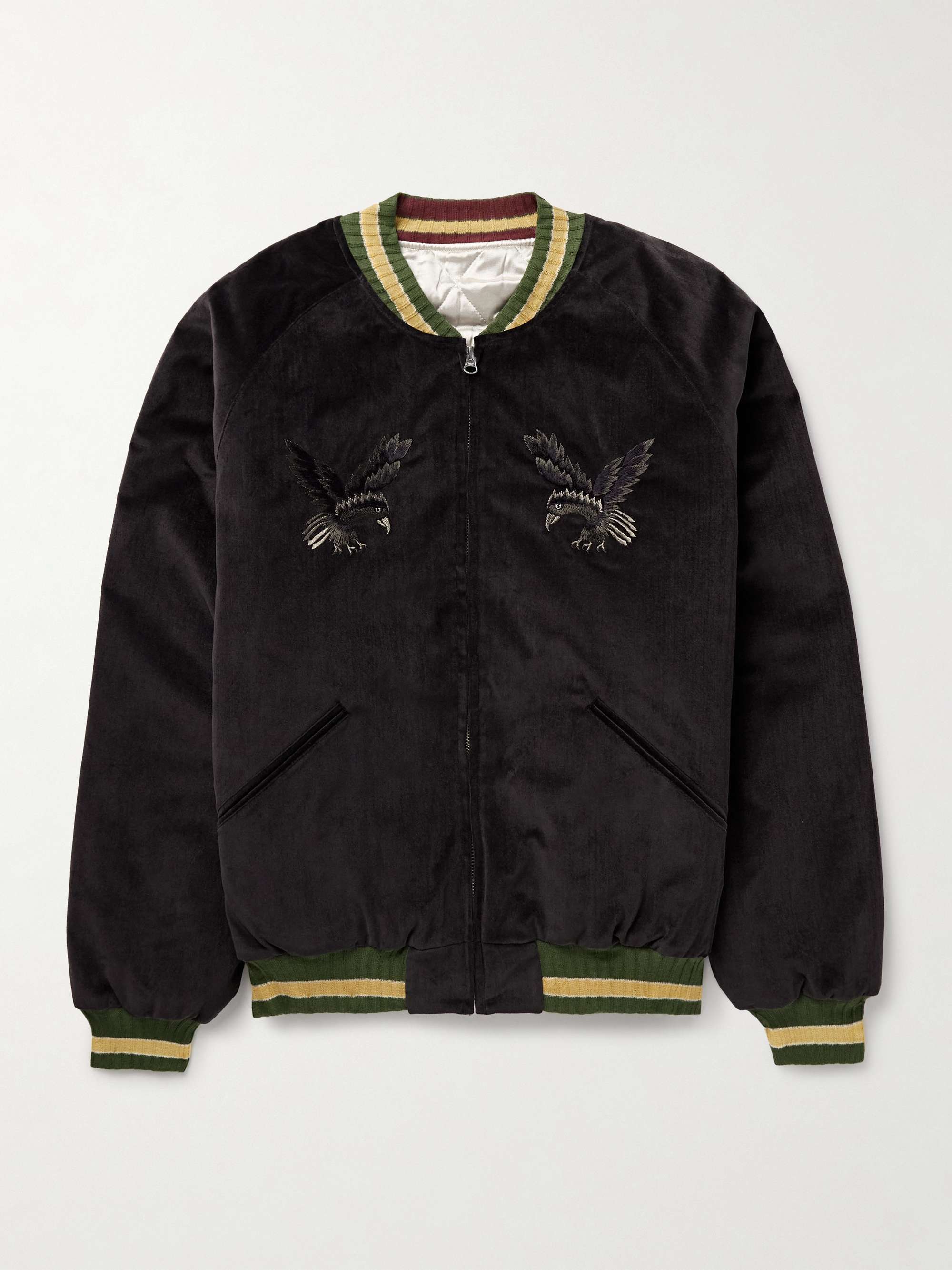 Souvenir Padded Embroidered Cotton-Velvet Bomber Jacket view