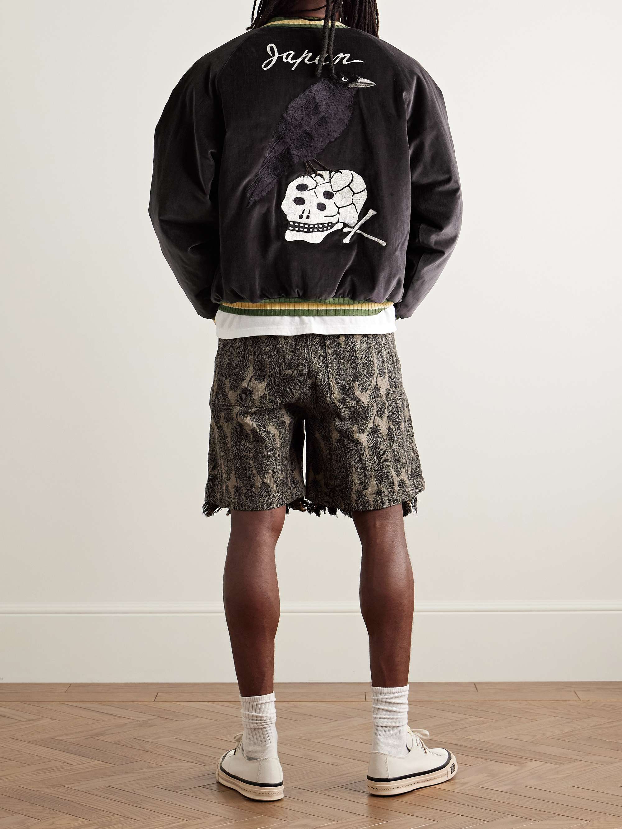 Souvenir Padded Embroidered Cotton-Velvet Bomber Jacket view