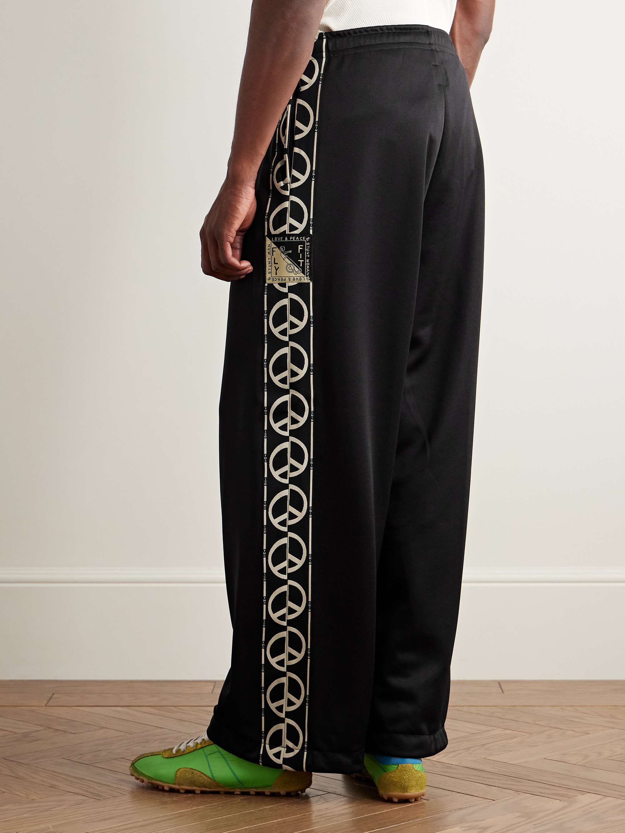 TH.D.D. Wide-Leg Pleated Webbing-Trimmed Tech-Jersey Track Pants view