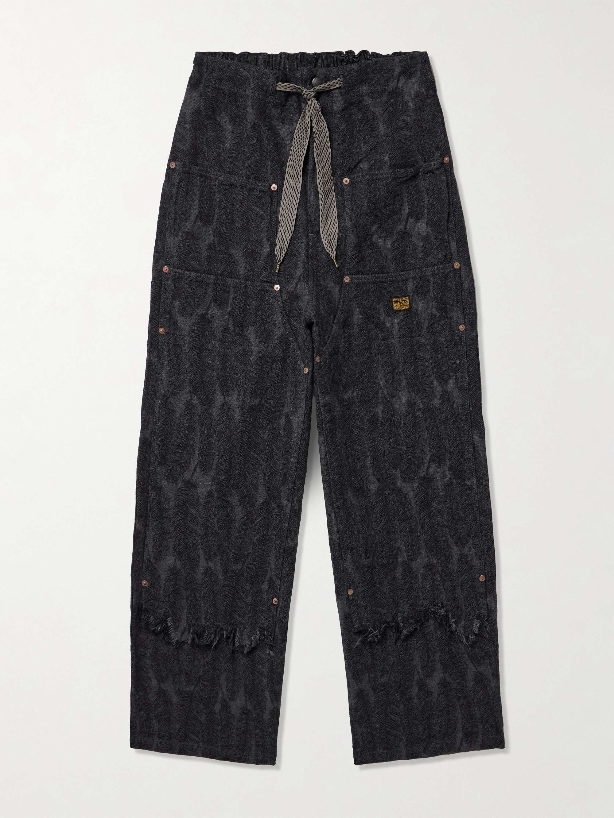 Magpie Easy Straight-Leg Cotton-Jacquard Drawstring Trousers view