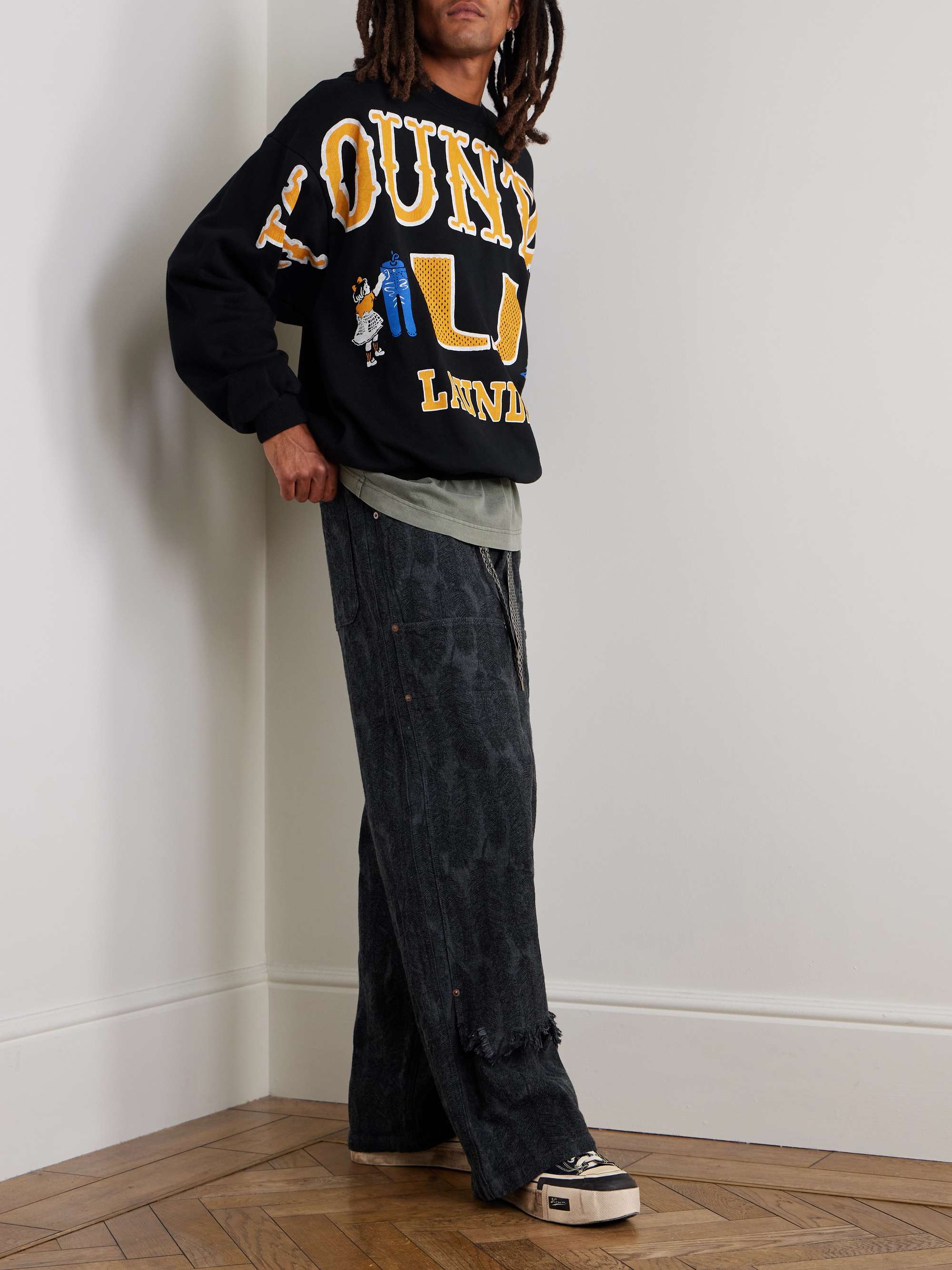 Magpie Easy Straight-Leg Cotton-Jacquard Drawstring Trousers view
