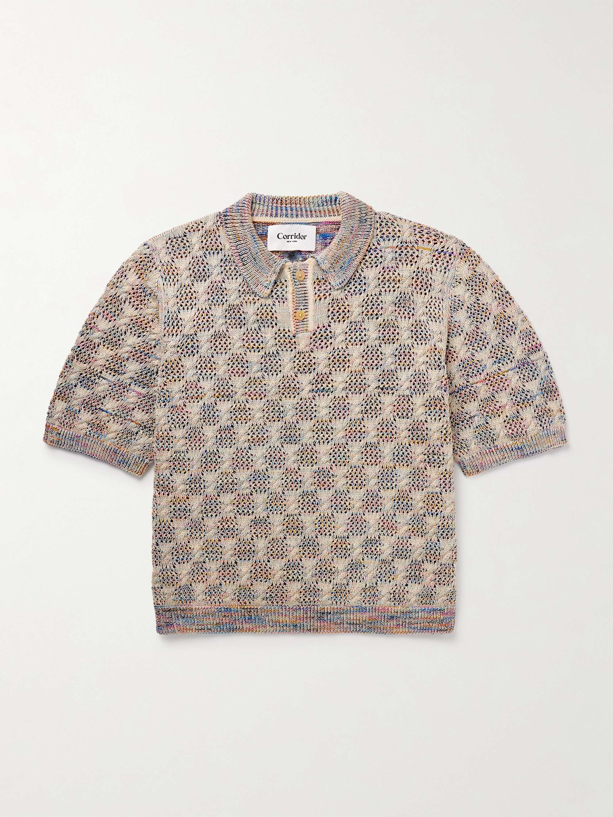 Crocheted Pima Cotton Polo Shirt view