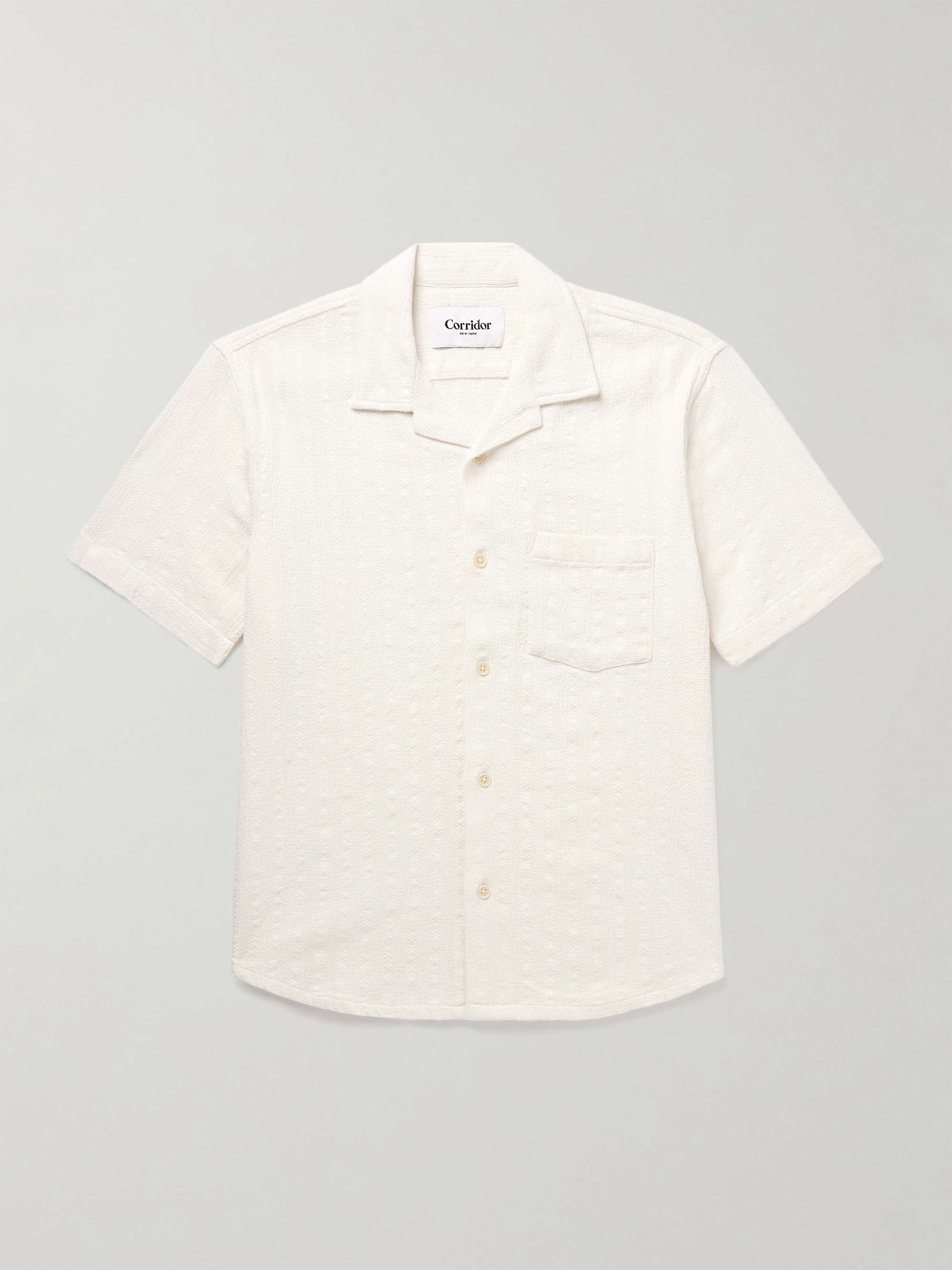 Convertible-Collar Striped Cotton Shirt view