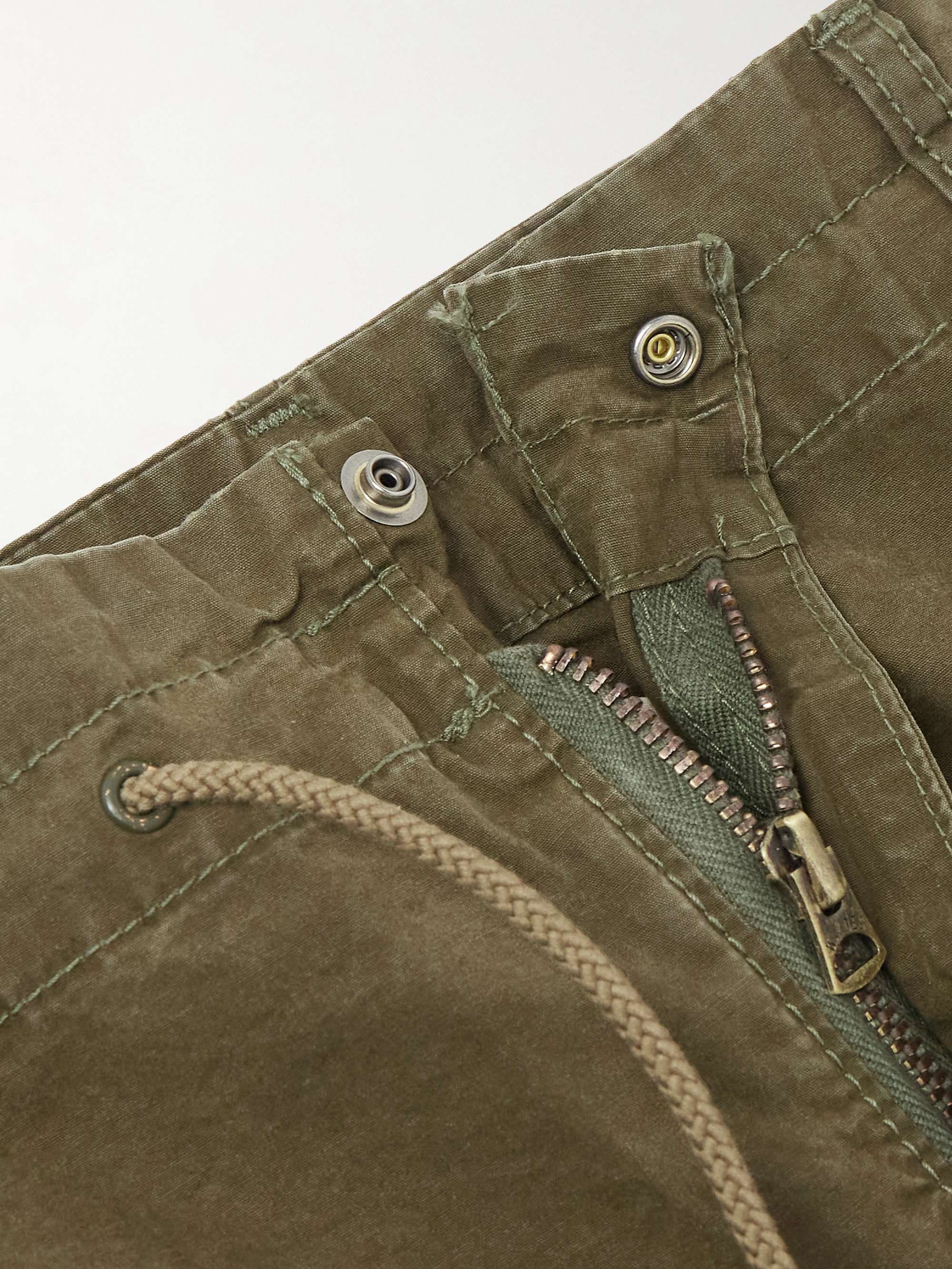 Wide-Leg Cotton-Canvas Drawstring Cargo Trousers view