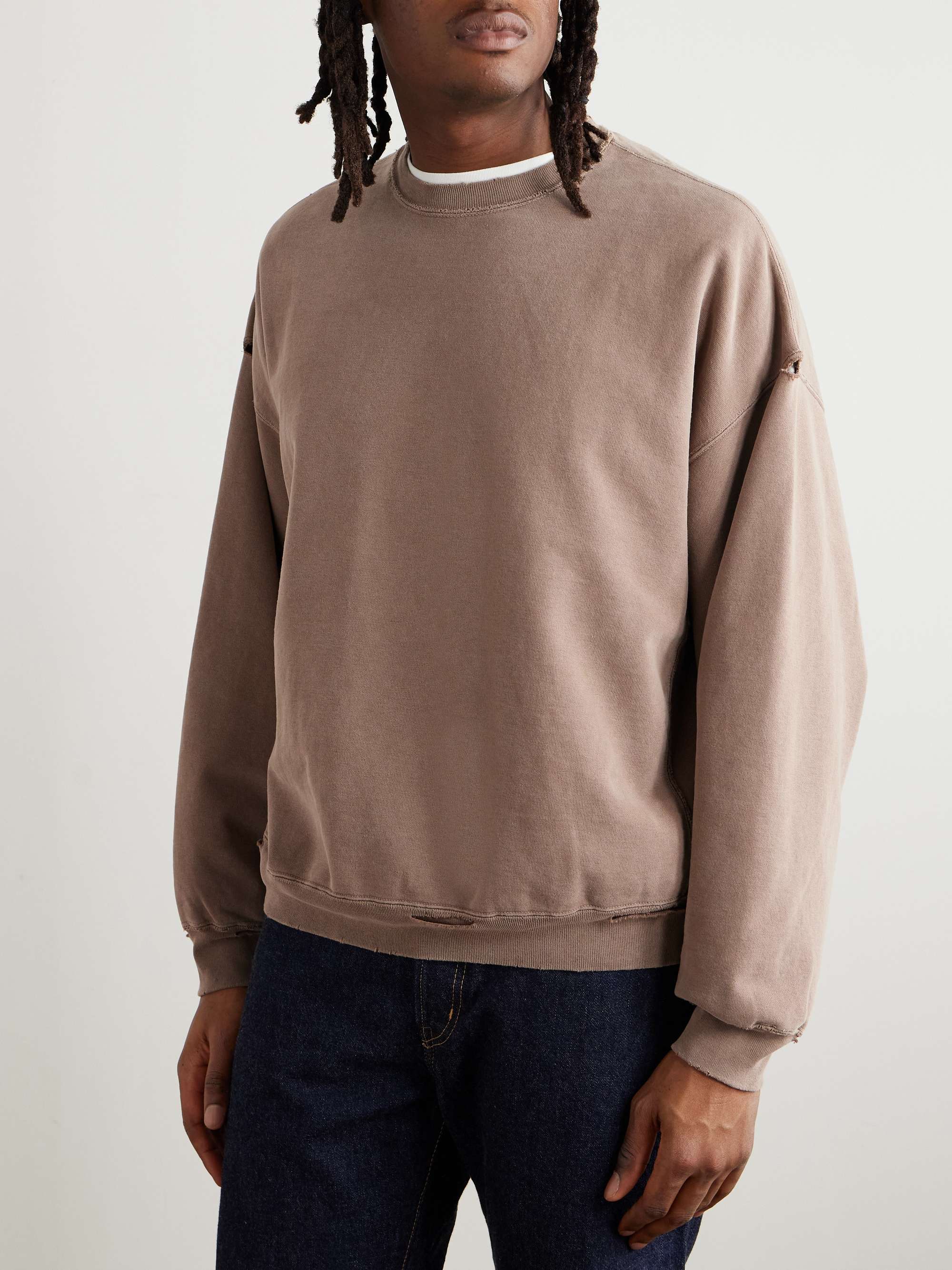 Distressed Cotton-Jersey Sweatshirt view