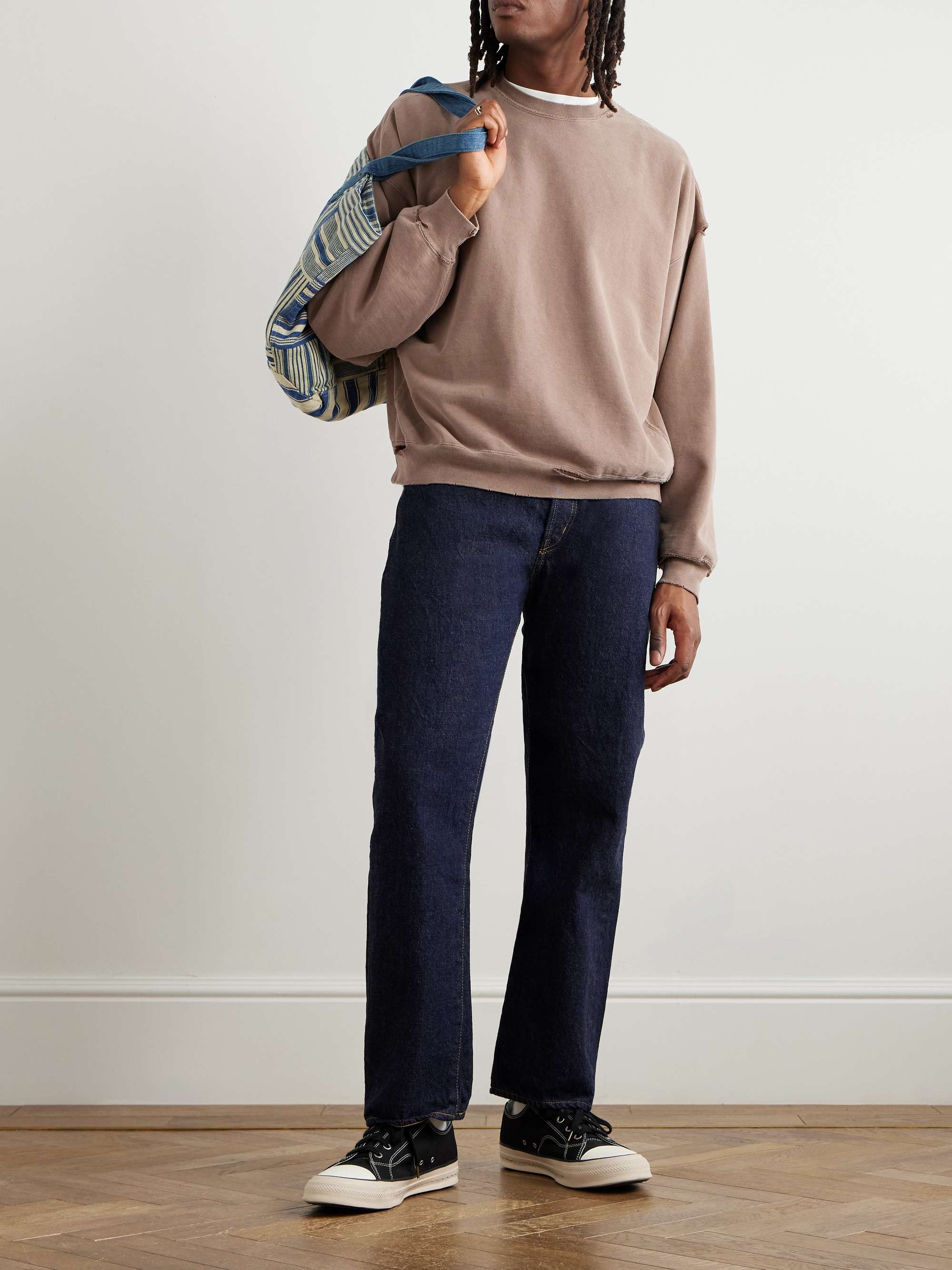 Distressed Cotton-Jersey Sweatshirt view
