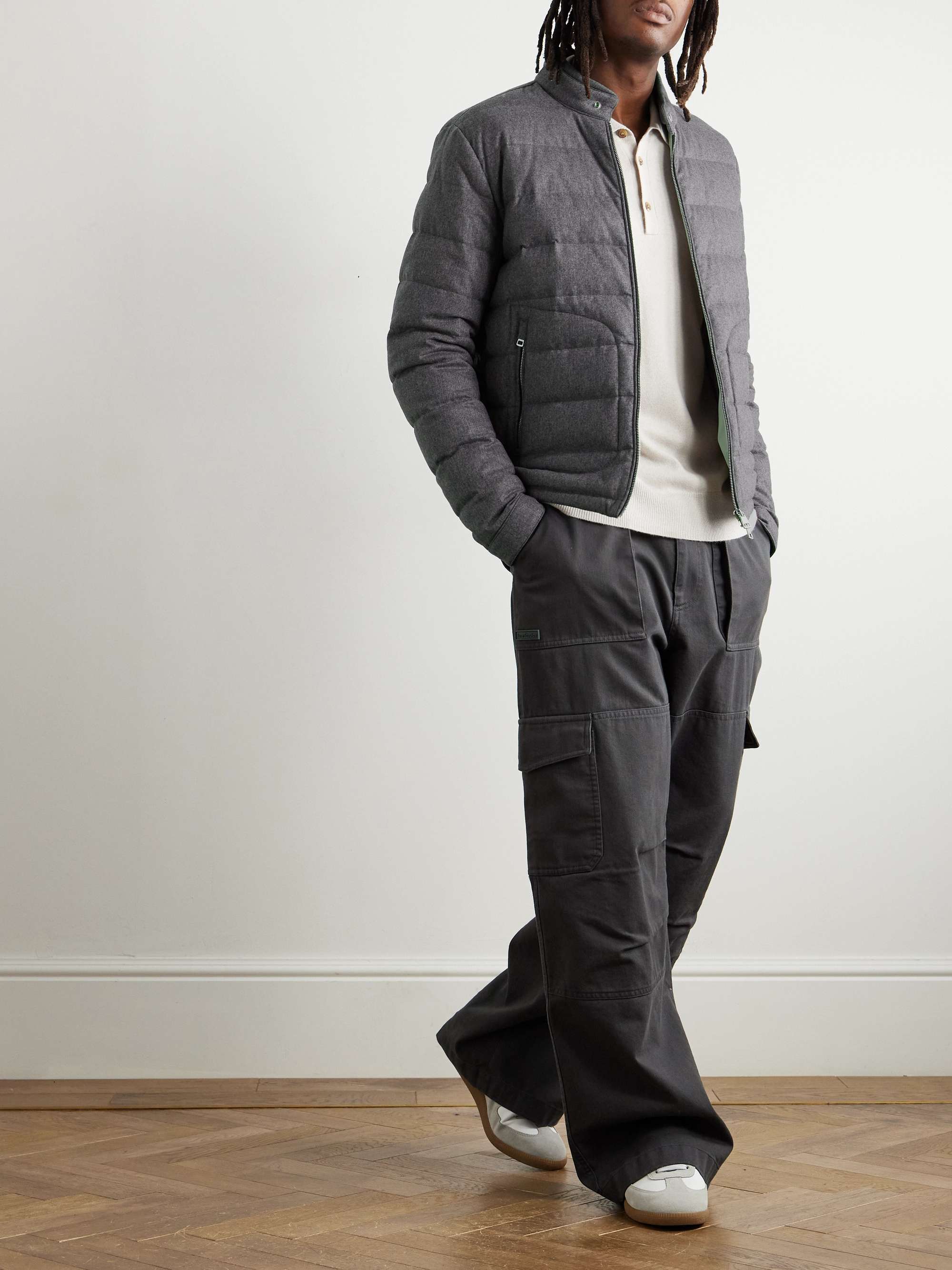 Acorus Slim-Fit Logo-Appliquéd Quilted Flannel Down Jacket view