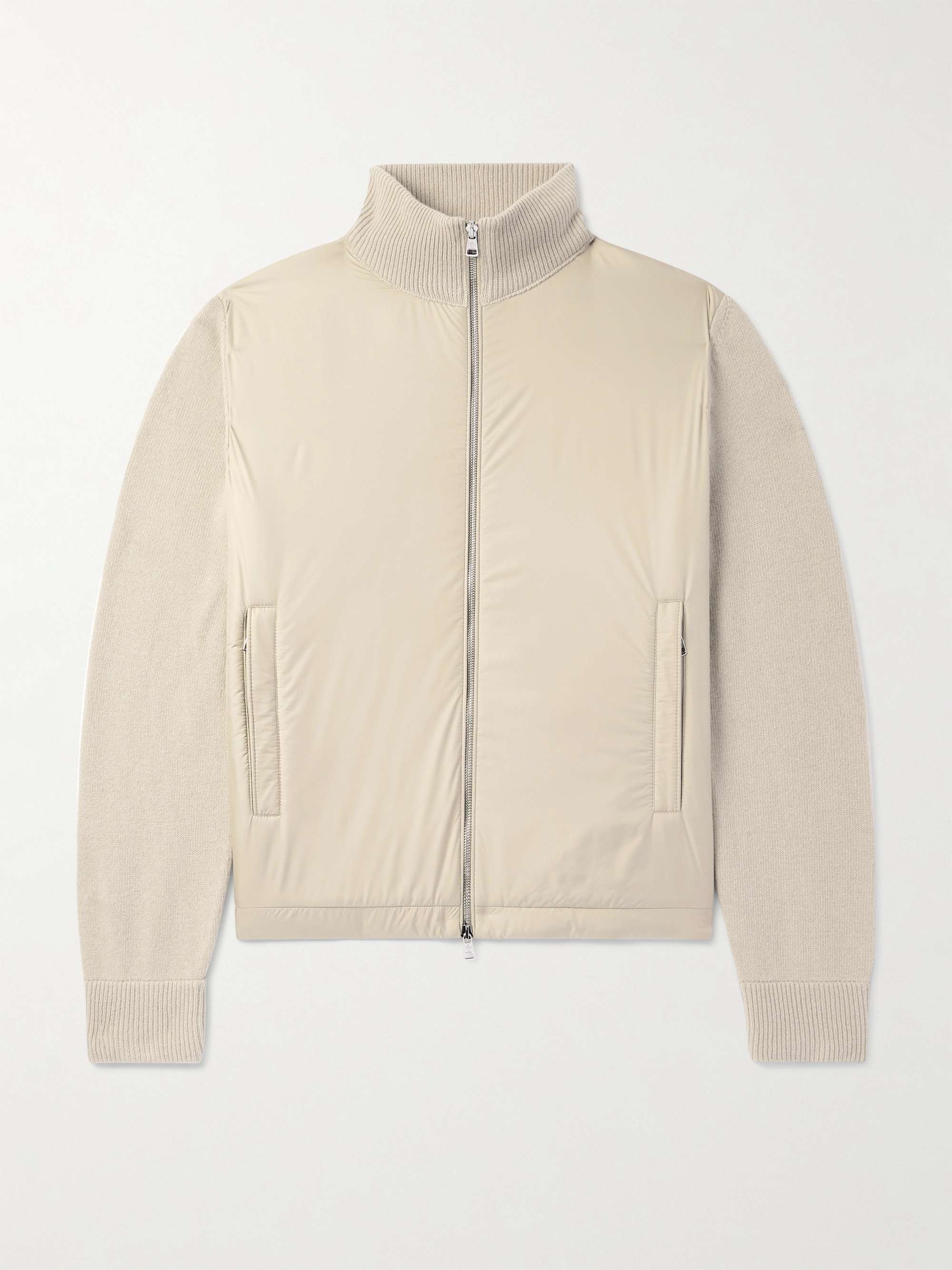 Padded Shell-Panelled Wool and Cashmere-Blend Down Zip-Up Cardigan view
