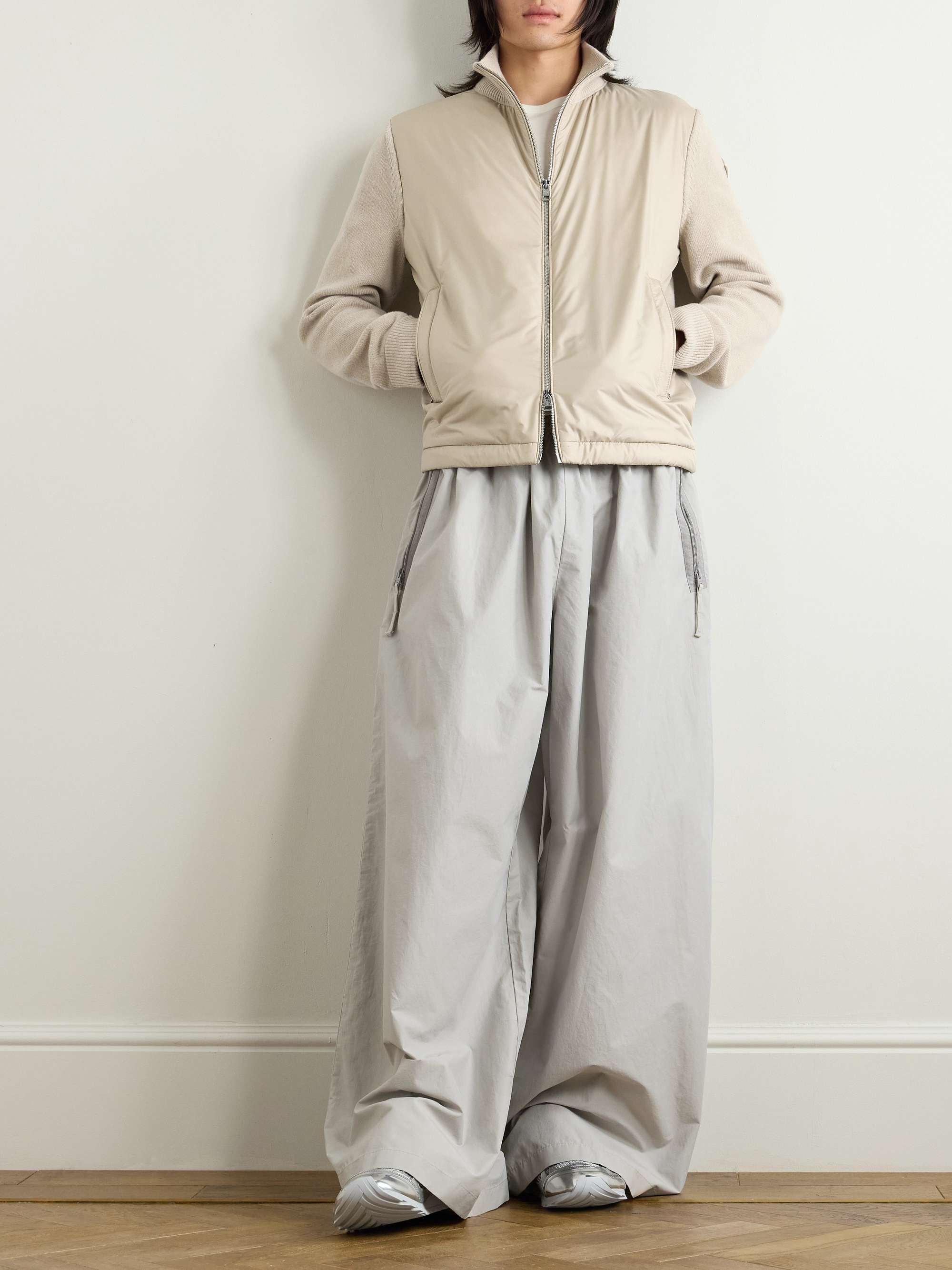 Padded Shell-Panelled Wool and Cashmere-Blend Down Zip-Up Cardigan view