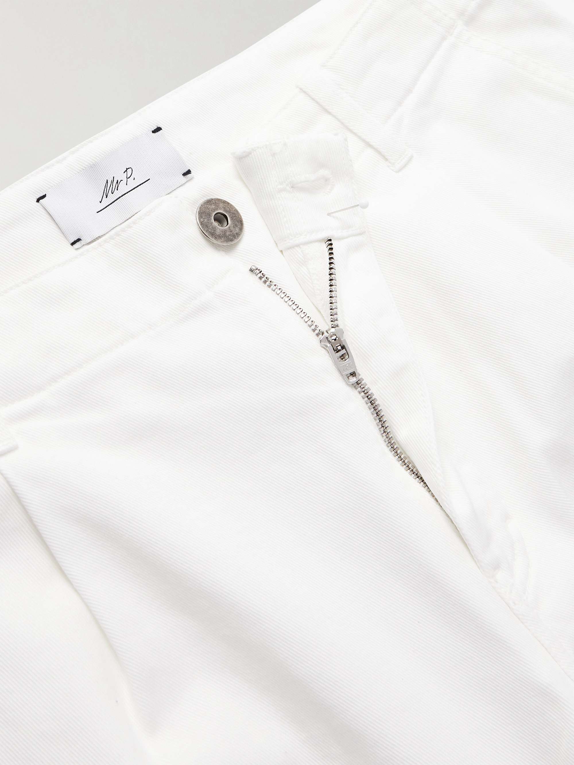 Straight-Leg Pleated Organic Cotton-Blend Twill Shorts view