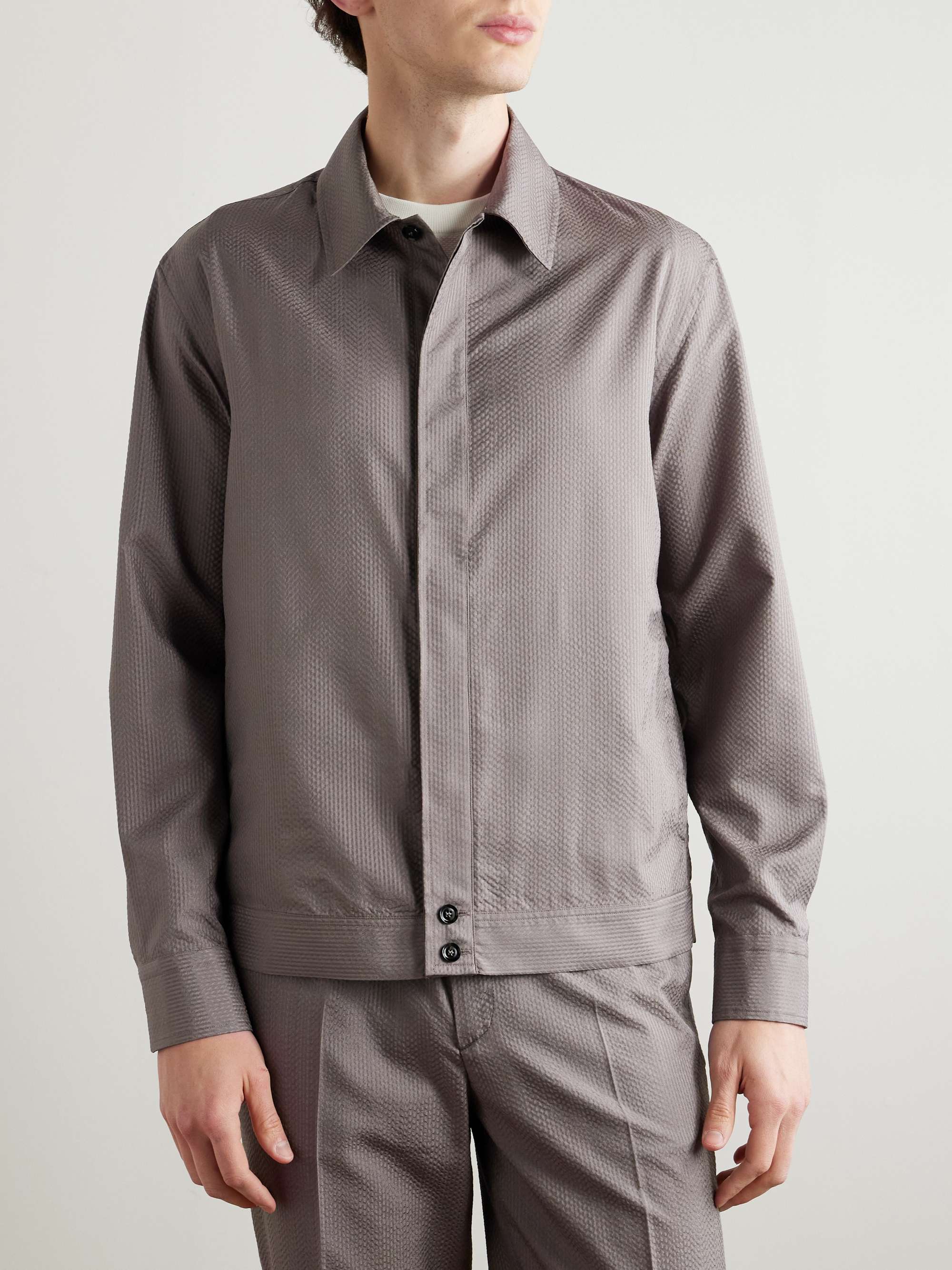 Herringbone Silk-Seersucker Overshirt view
