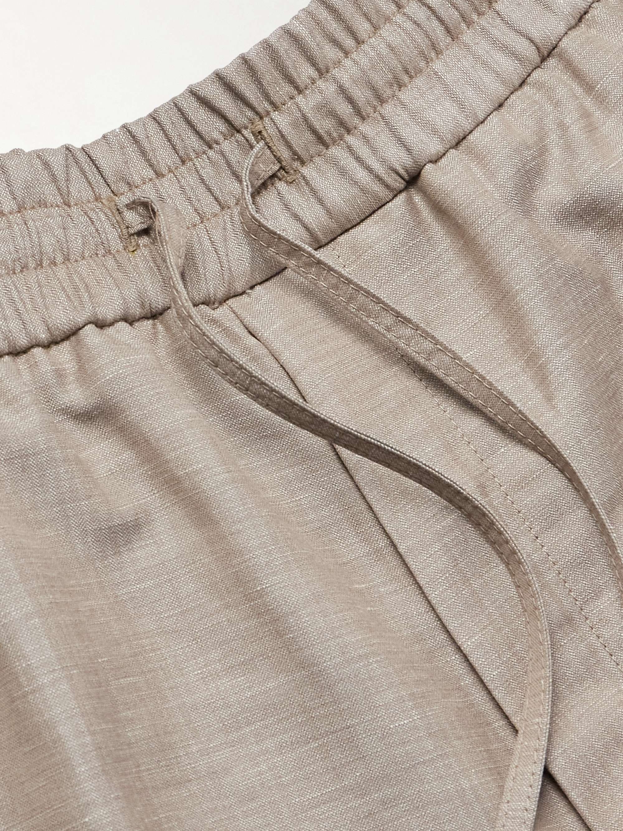 Straight-Leg Wool, Linen and Silk-Blend Suit Trousers view