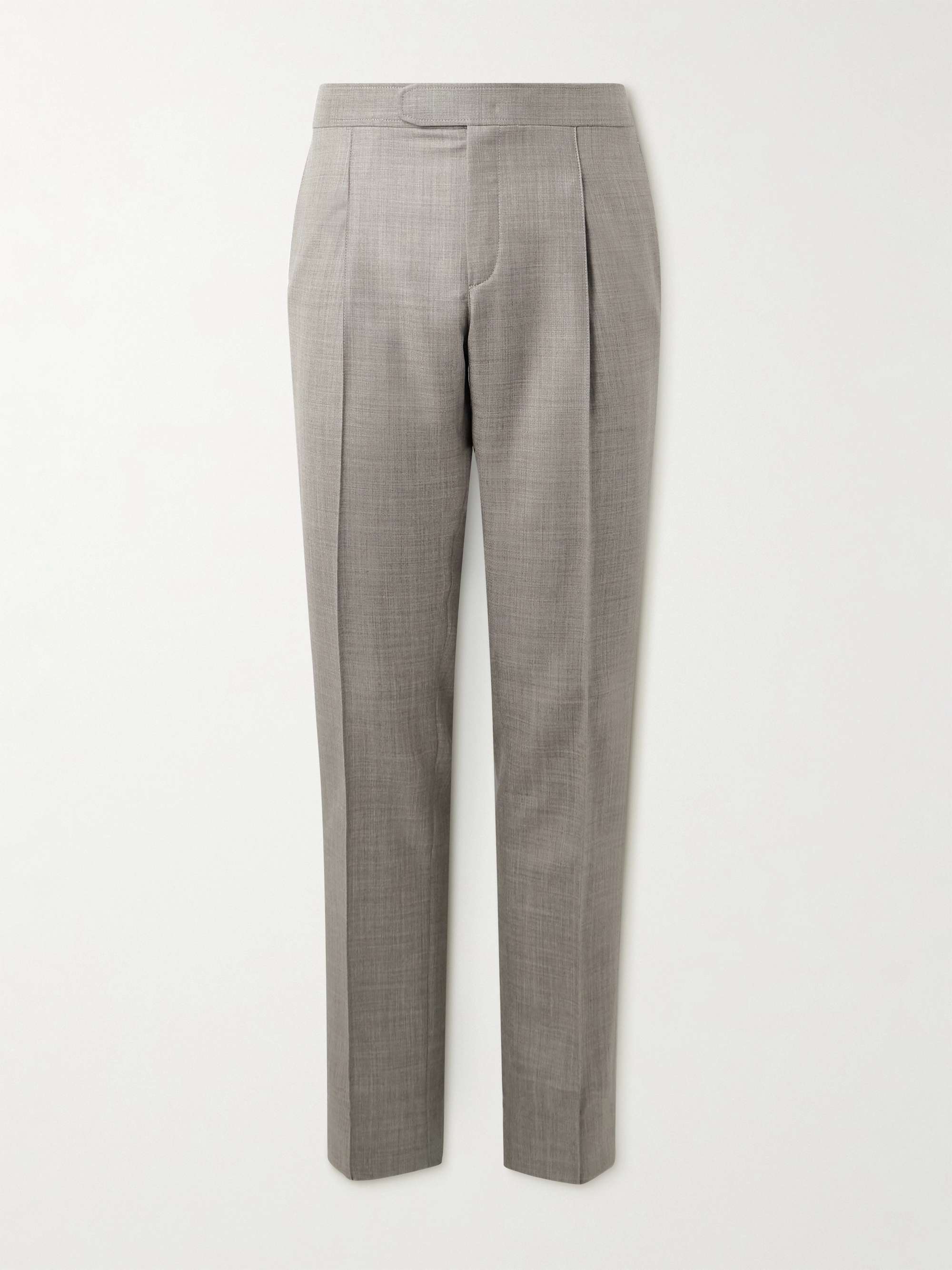 Melbourne Straight-Leg Pleated Wool and Silk-Blend Trousers view