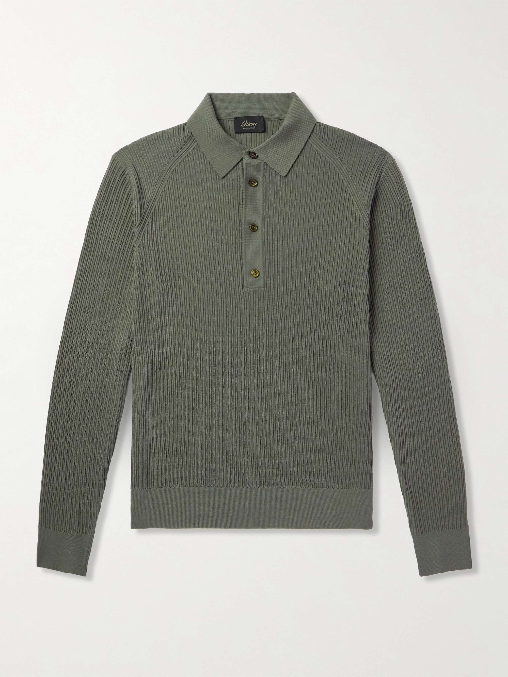 Pointelle-Knit Wool Polo Shirt view