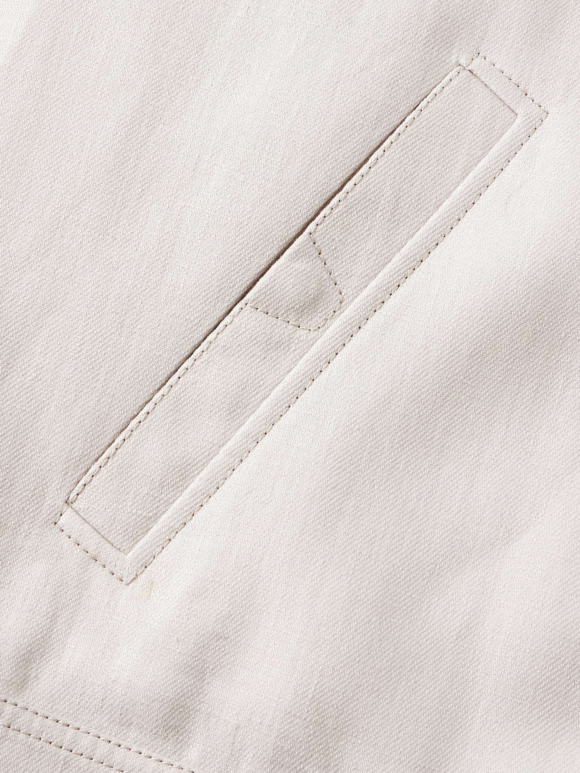 Leather-Trimmed Linen-Blend Bomber Jacket view