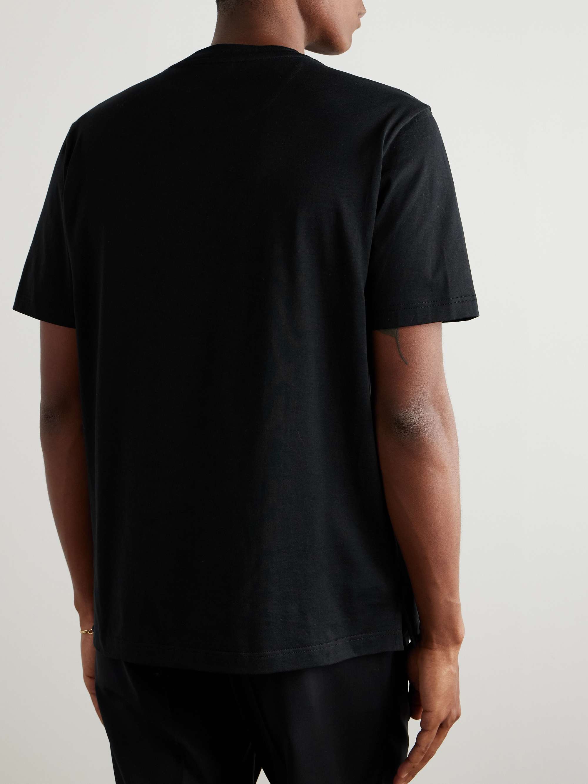 Leather-Trimmed Cotton-Jersey T-Shirt view