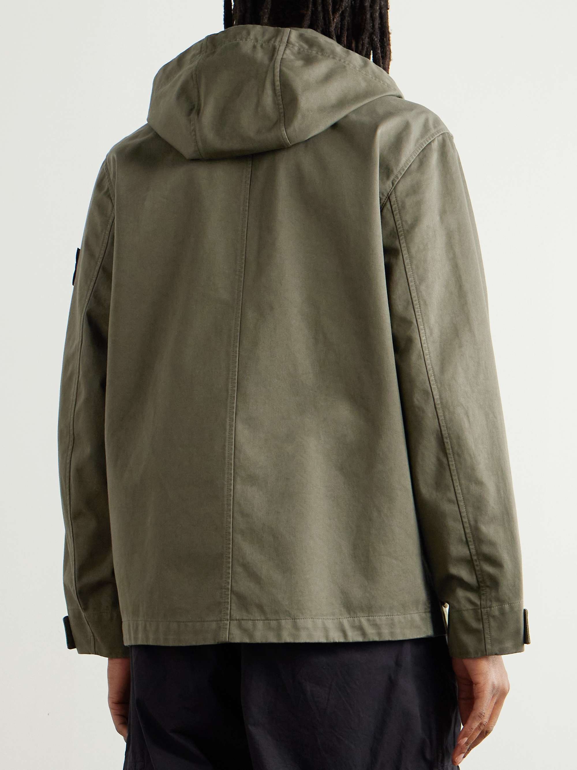 Logo-Appliquéd Coated Cotton-Canvas Hooded Jacket view