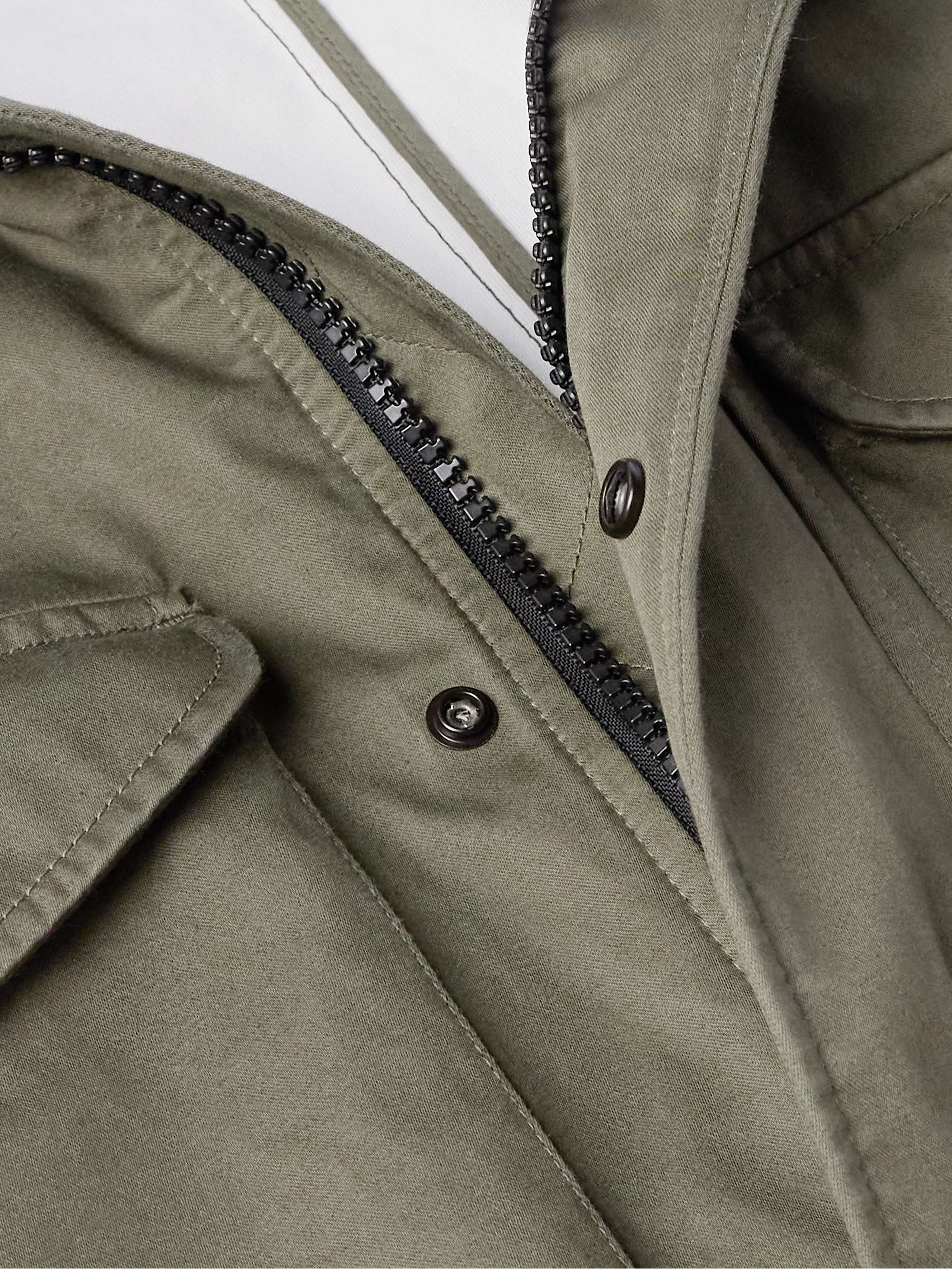 Logo-Appliquéd Coated Cotton-Canvas Hooded Jacket view