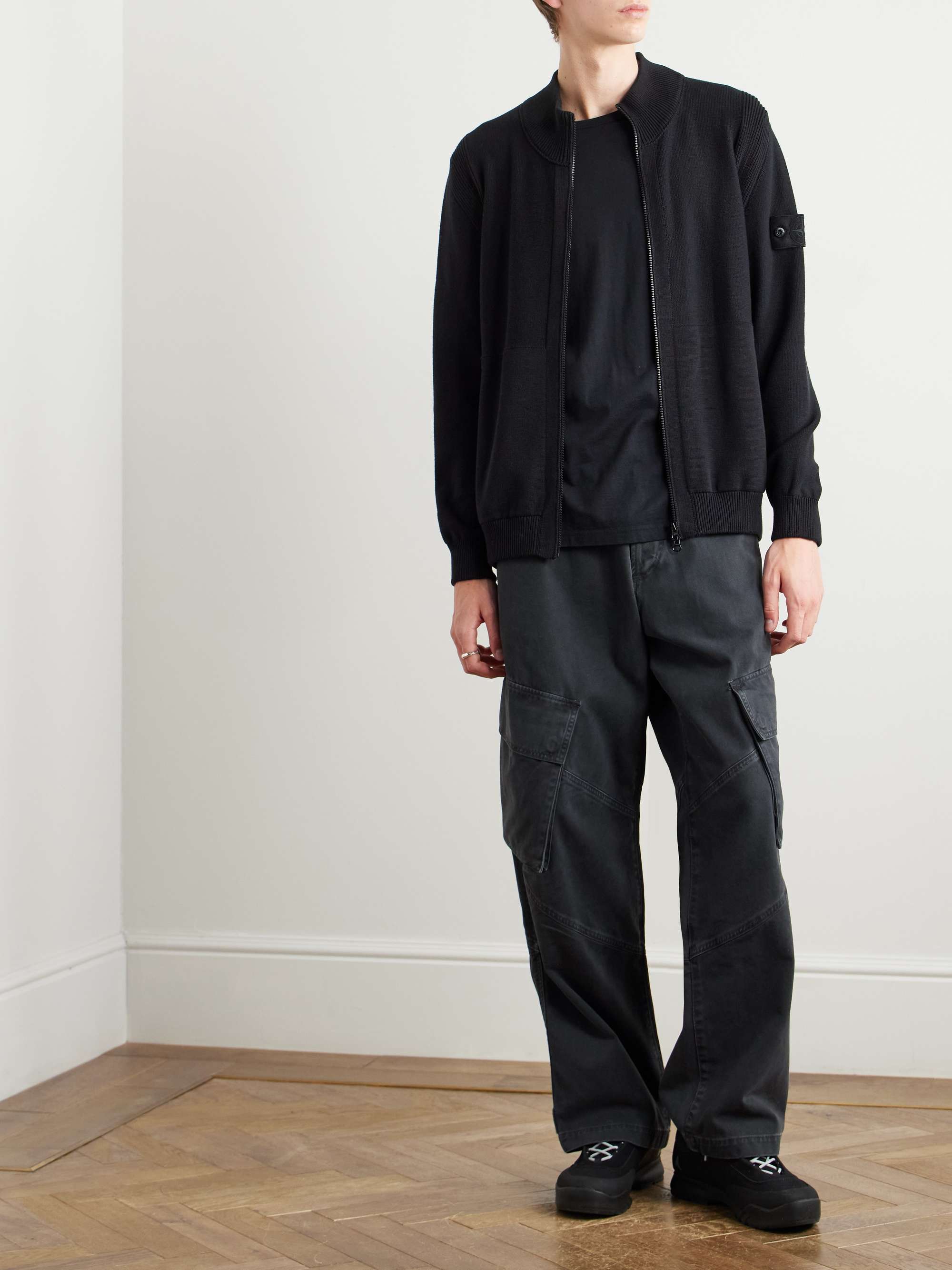 Ghost Logo-Appliquéd Cotton and Cashmere-Blend Zip-Up Cardigan view