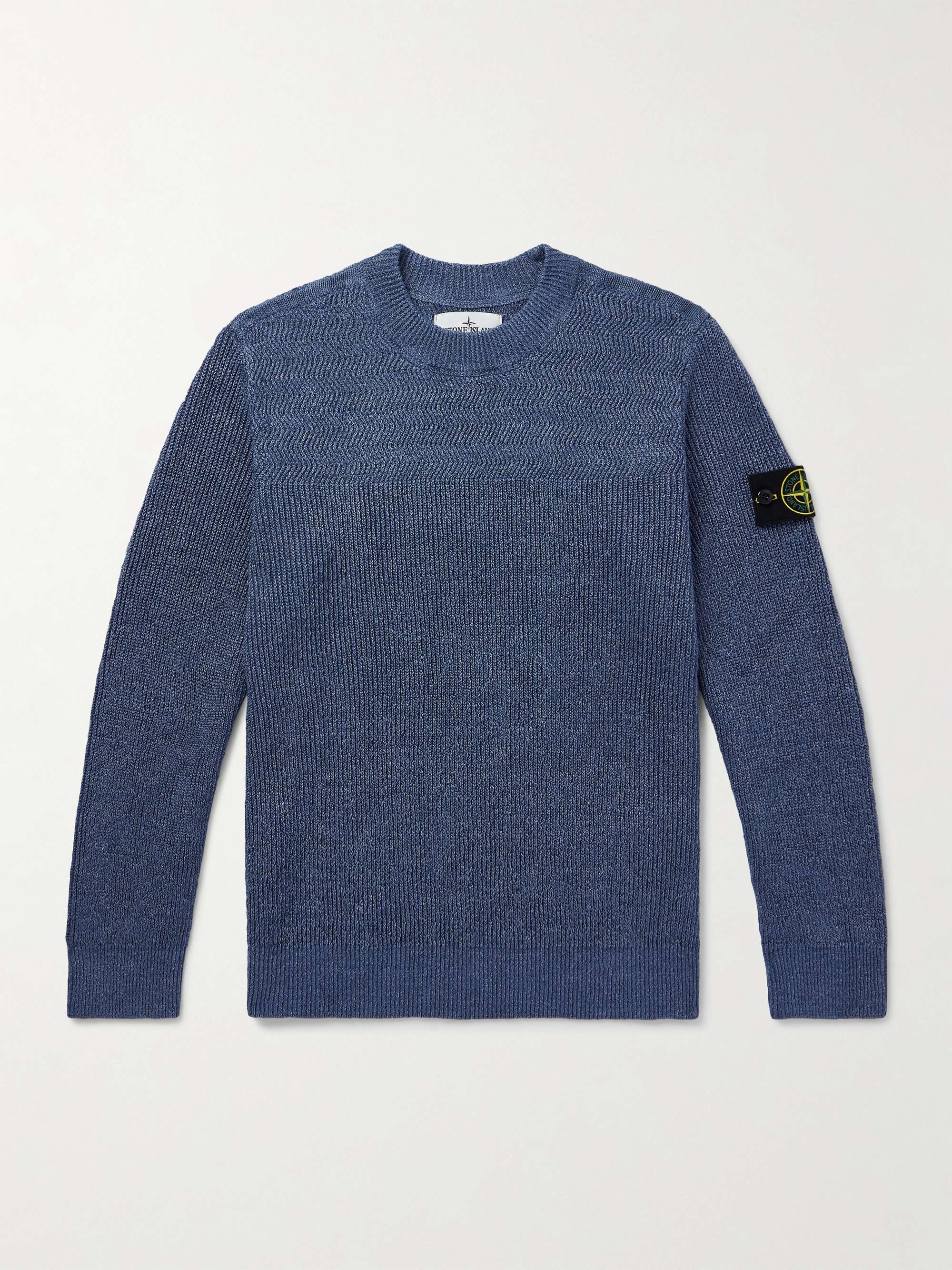 Logo-Appliquéd Ribbed Linen-Blend Sweater view