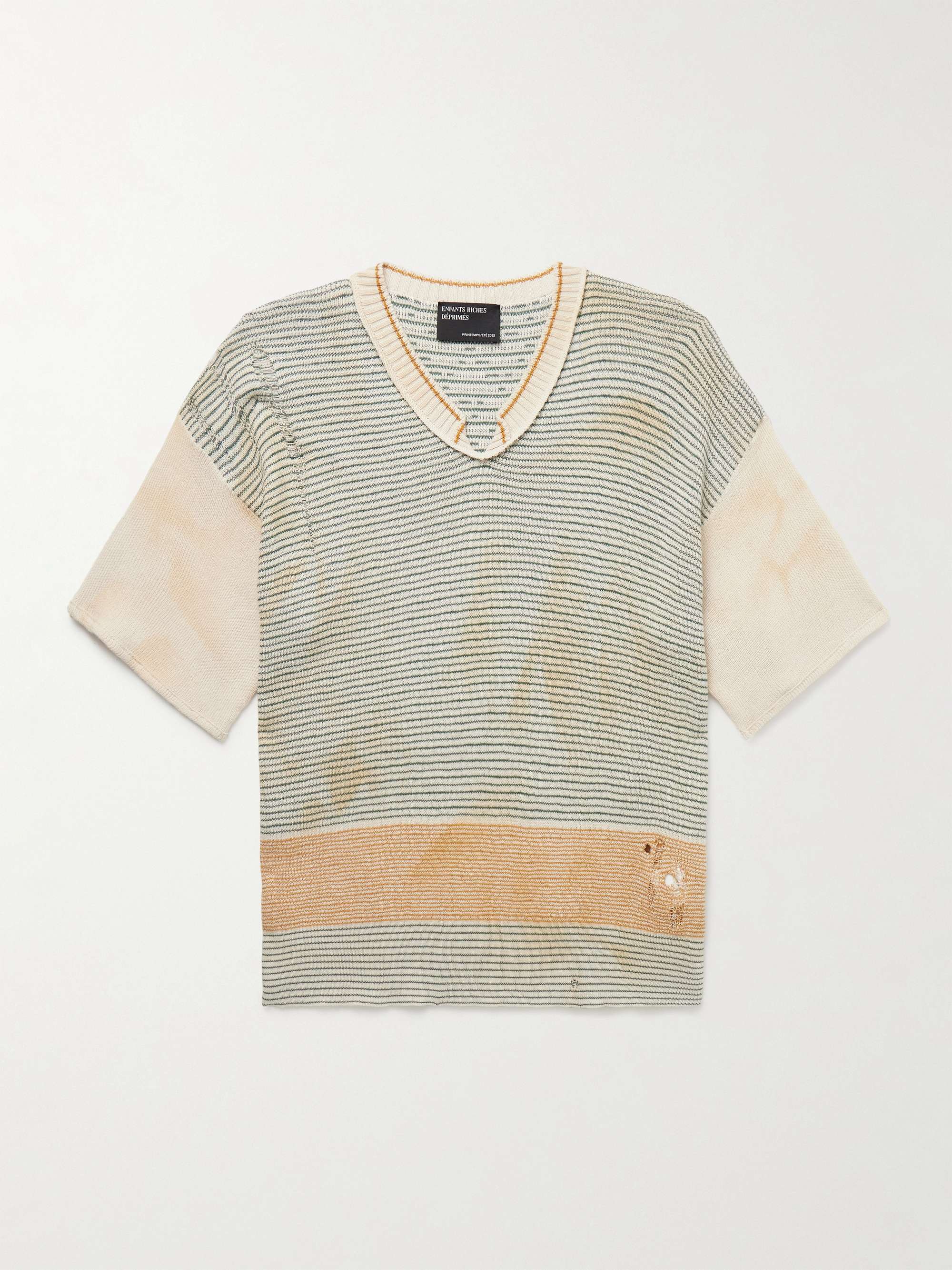 Here Comes Alice Distressed Striped Cotton Sweater view
