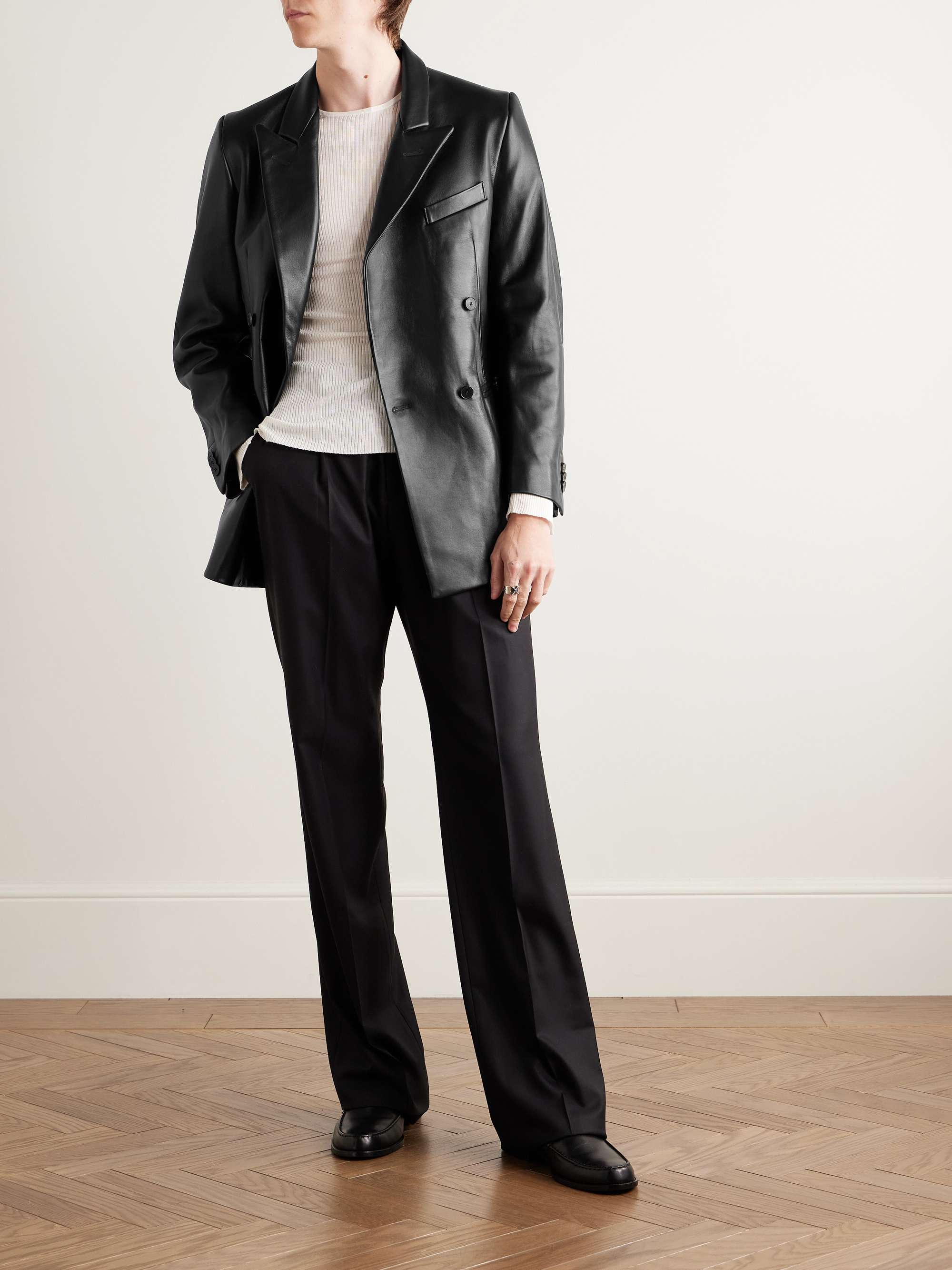 Florence Double-Breasted Leather Jacket view