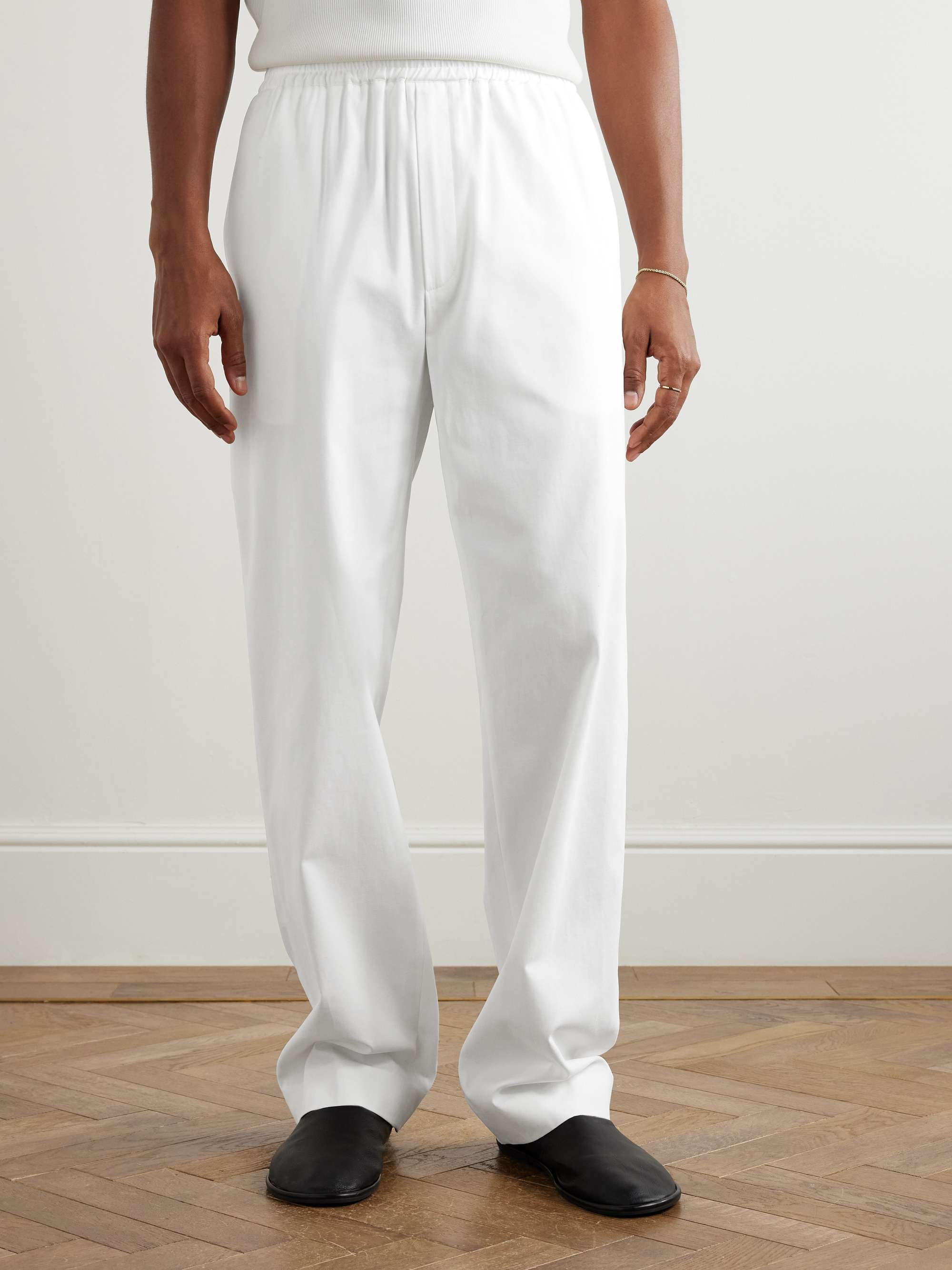 Jonah Wide-Leg Stretch Cotton and Cashmere-Blend Trousers view