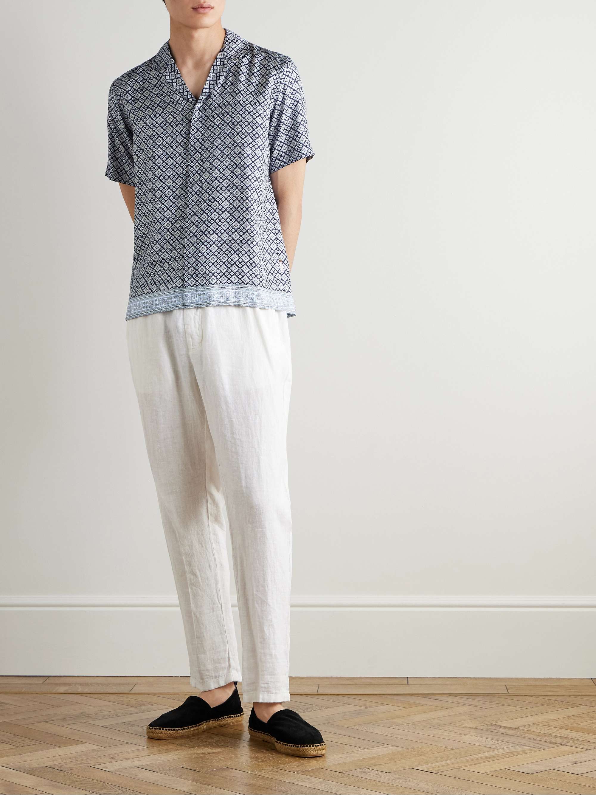 Maitan Camp-Collar Printed Silk-Twill Shirt view
