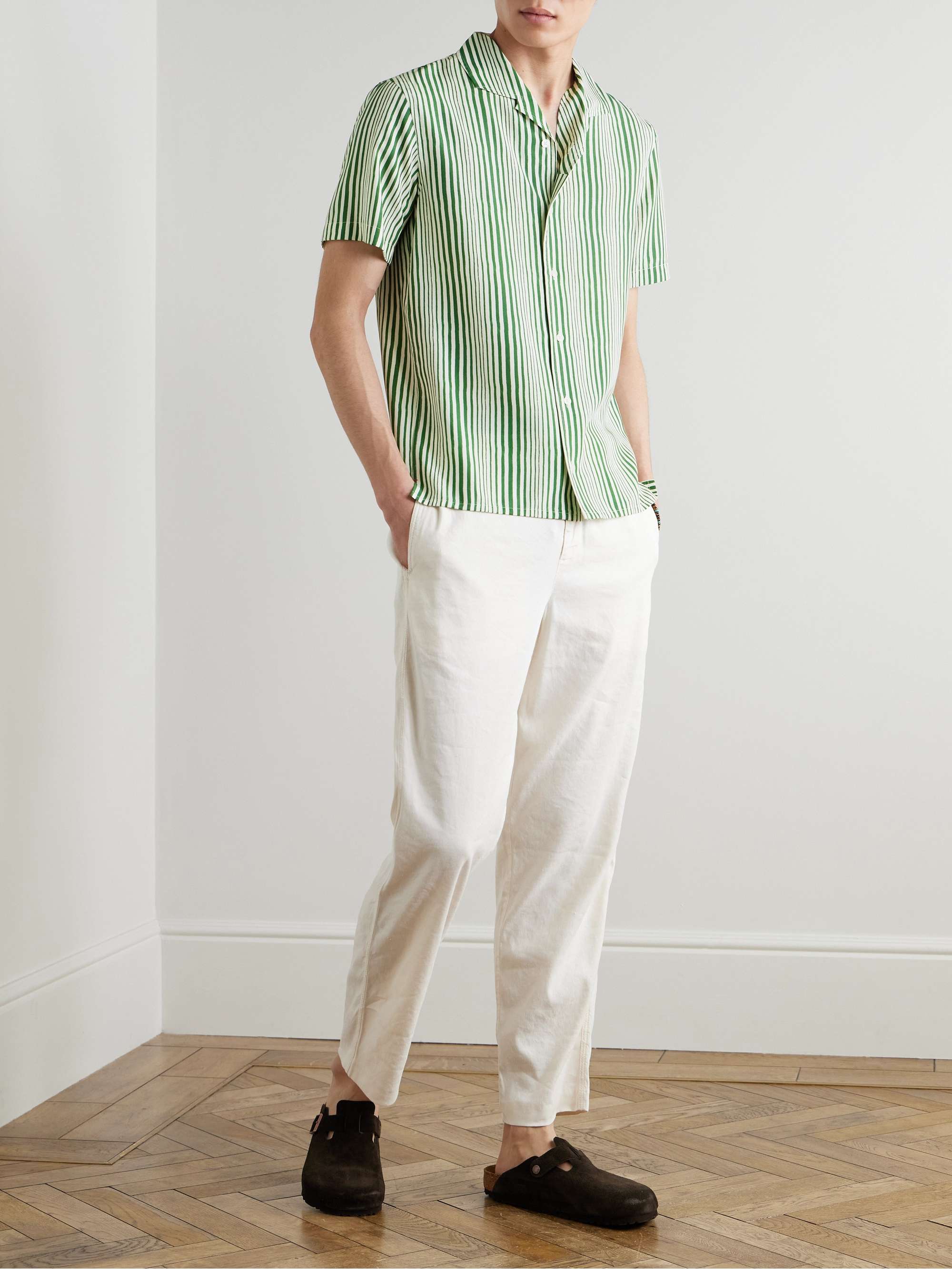 Hibbert Camp-Collar Striped Lyocell Shirt view