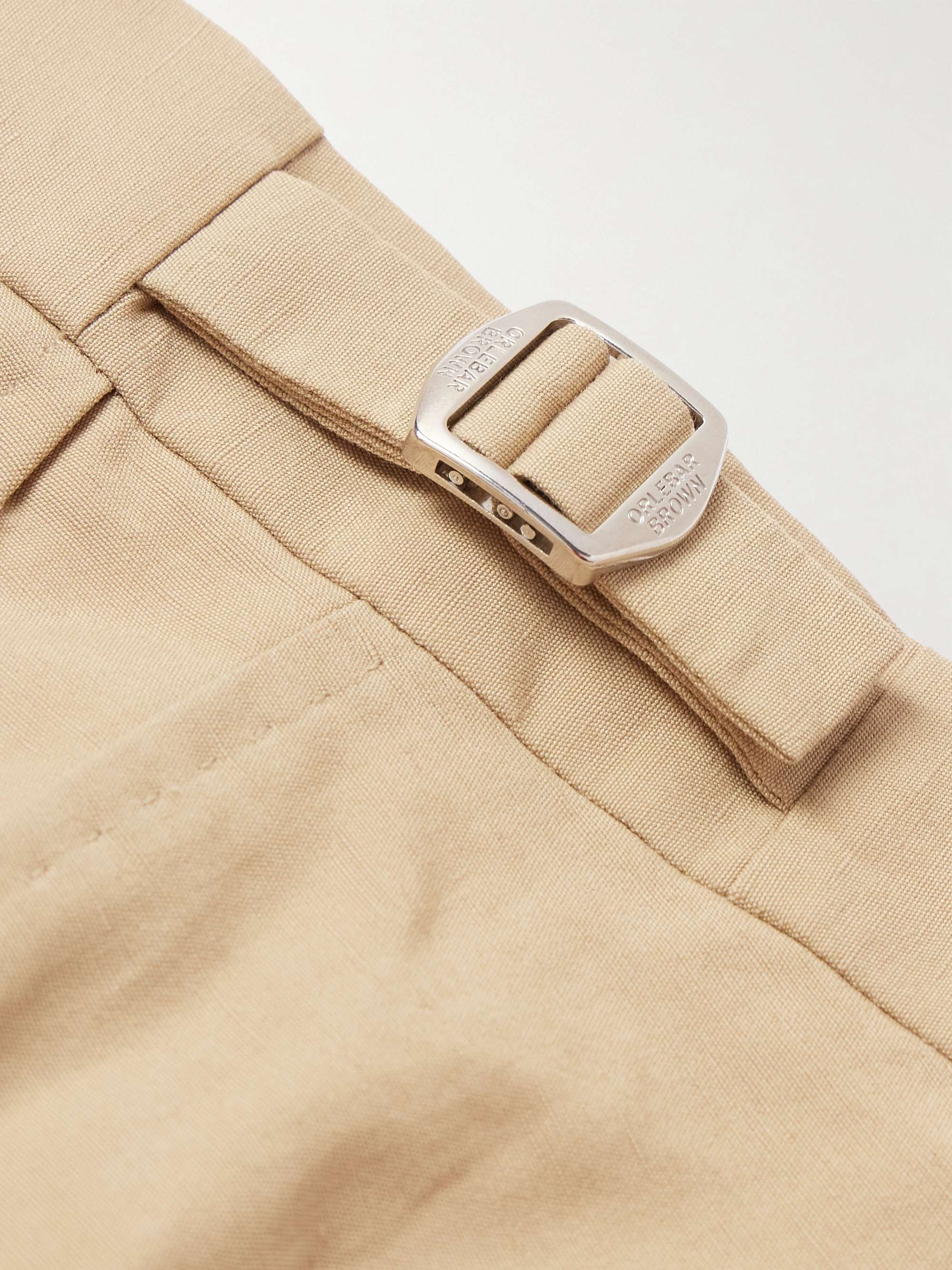 Carsyn Tapered Pleated Linen and Cotton-Blend Trousers view
