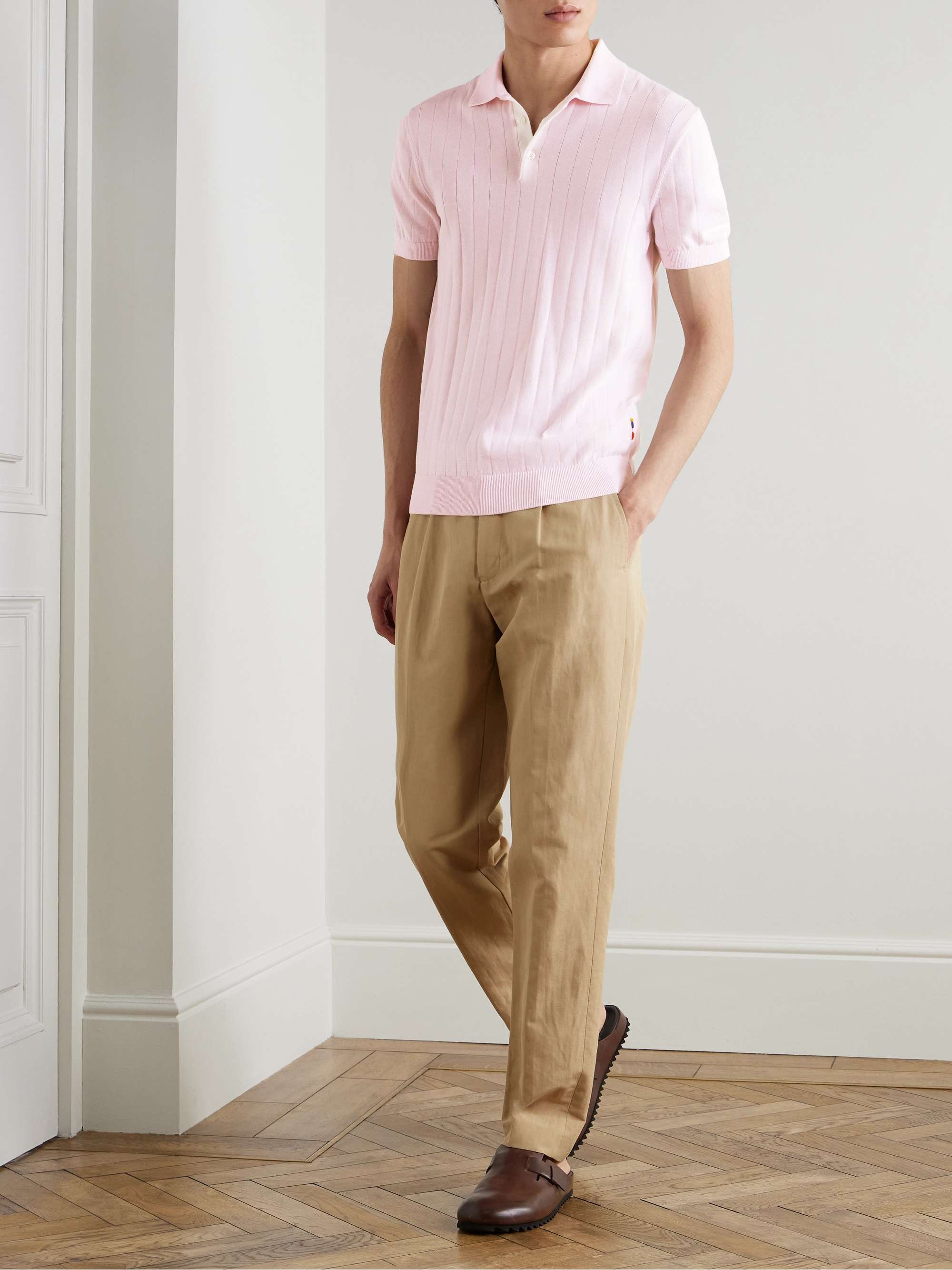 Burnham Slim-Fit Ribbed Organic Cotton Polo Shirt view