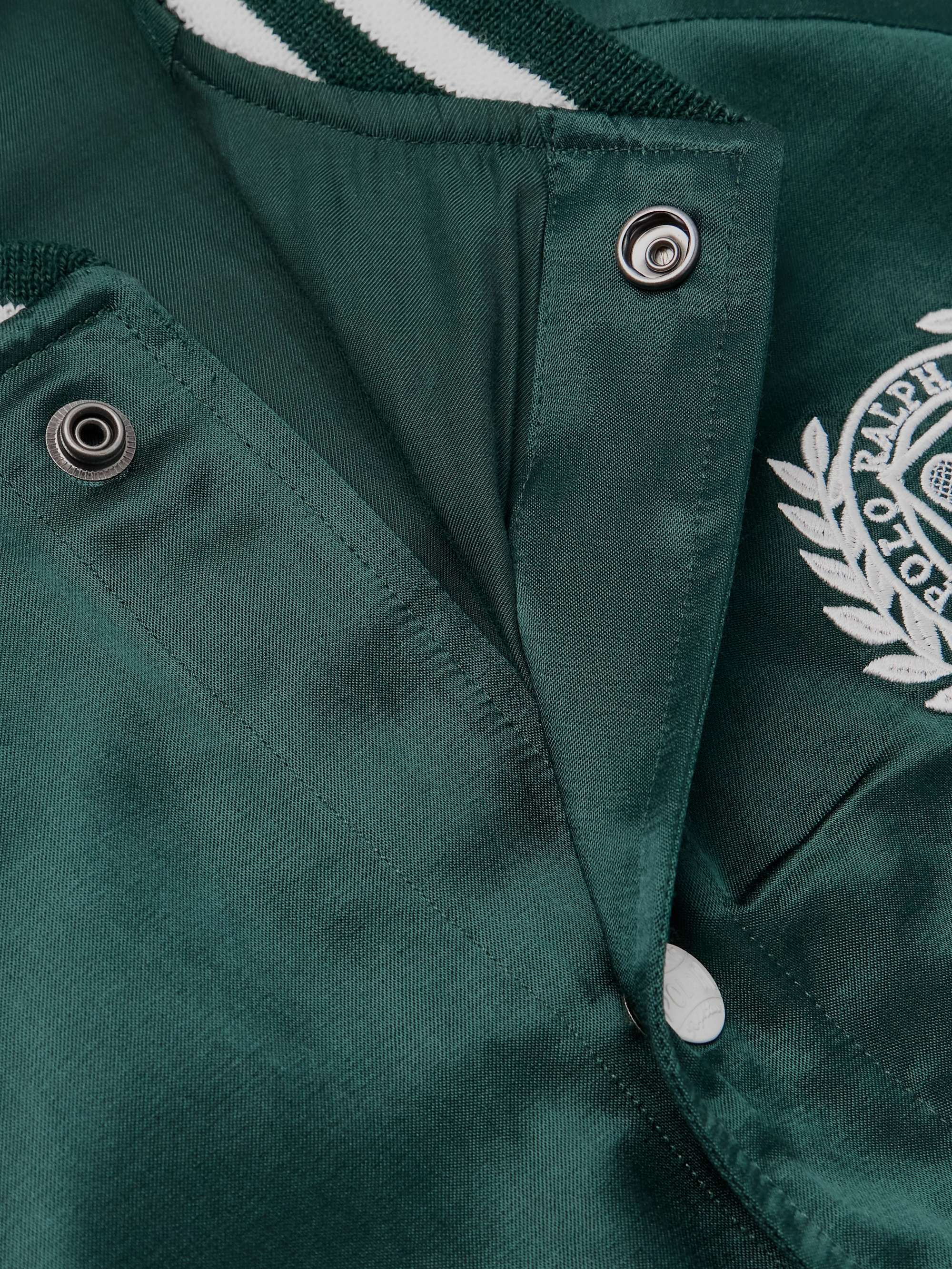 + Wimbledon Logo-Embroidered Two-Tone Cotton-Blend Satin Bomber Jacket view