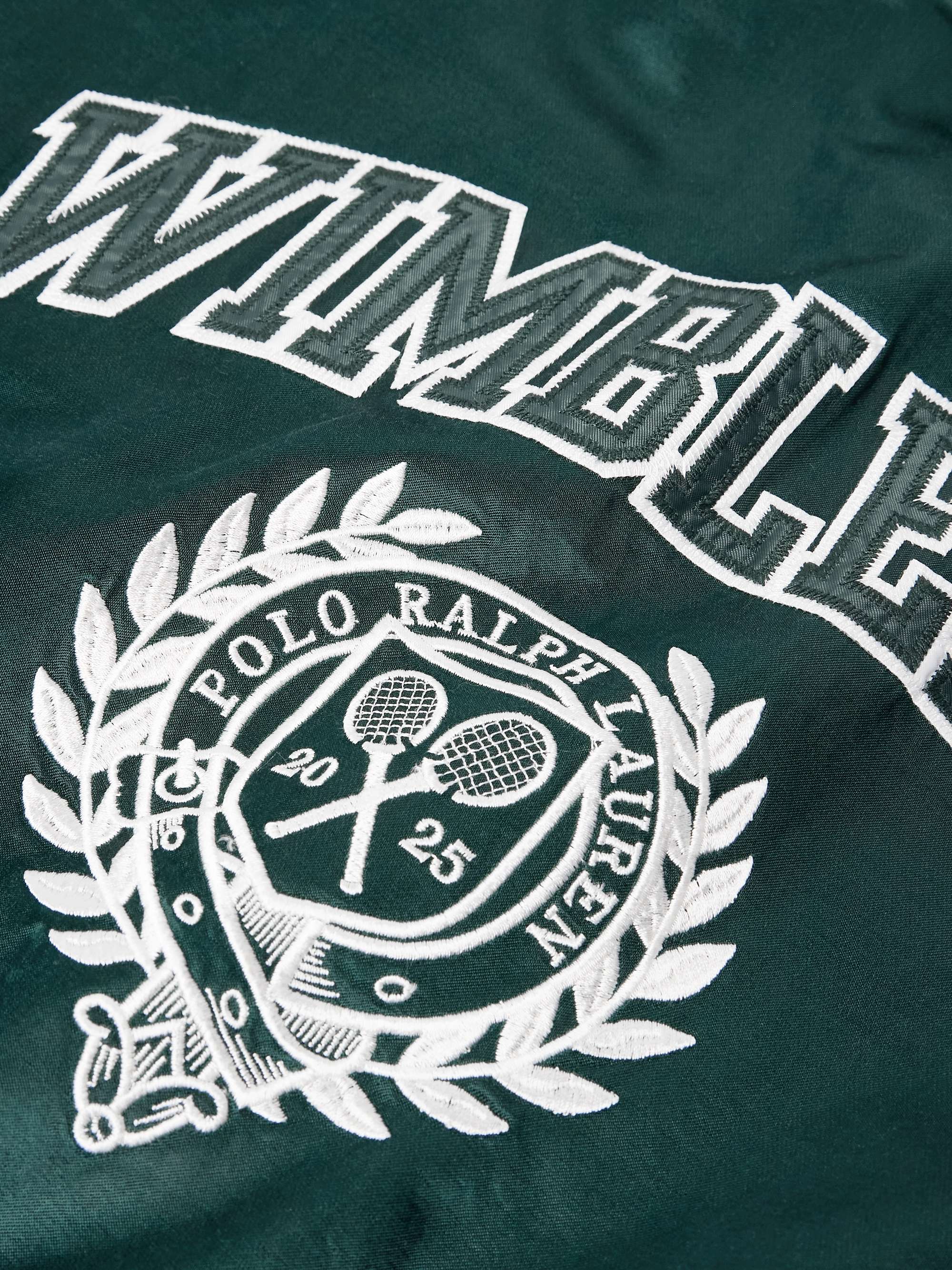 + Wimbledon Logo-Embroidered Two-Tone Cotton-Blend Satin Bomber Jacket view