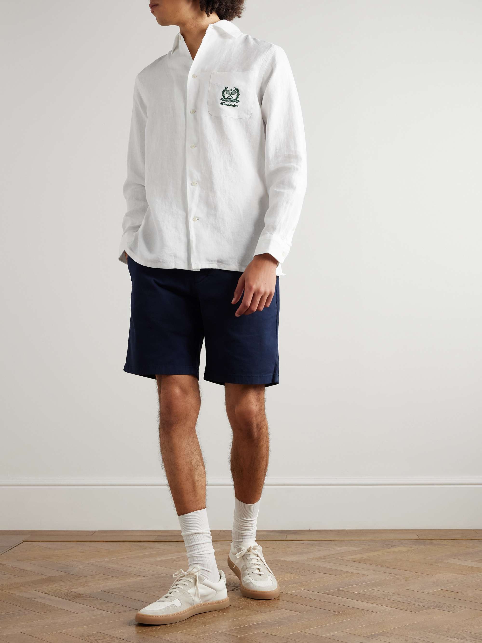 + Wimbledon Camp-Collar Logo-Embroidered Linen Shirt view