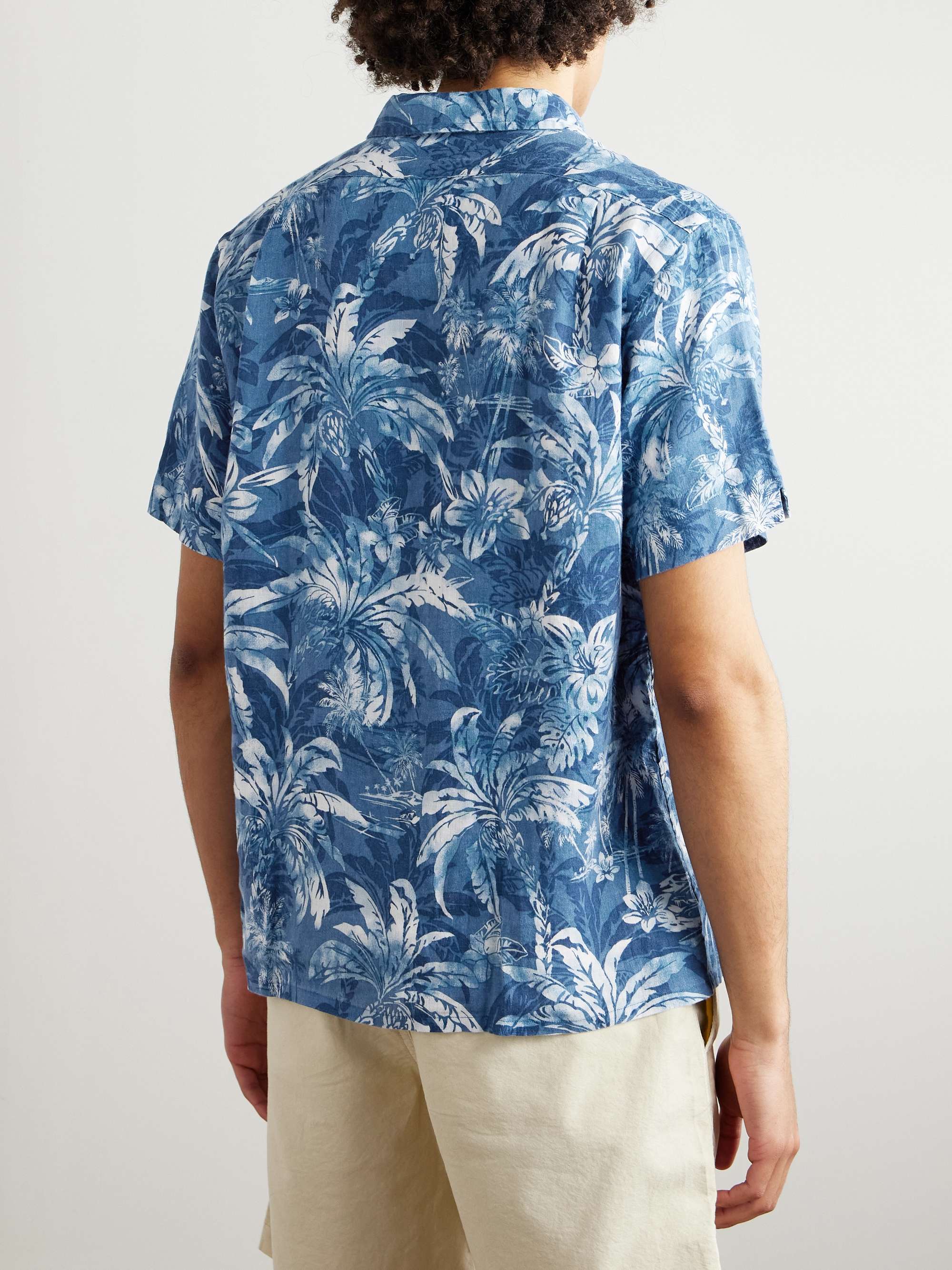 Clady Camp-Collar Logo-Embroidered Printed Linen Shirt view