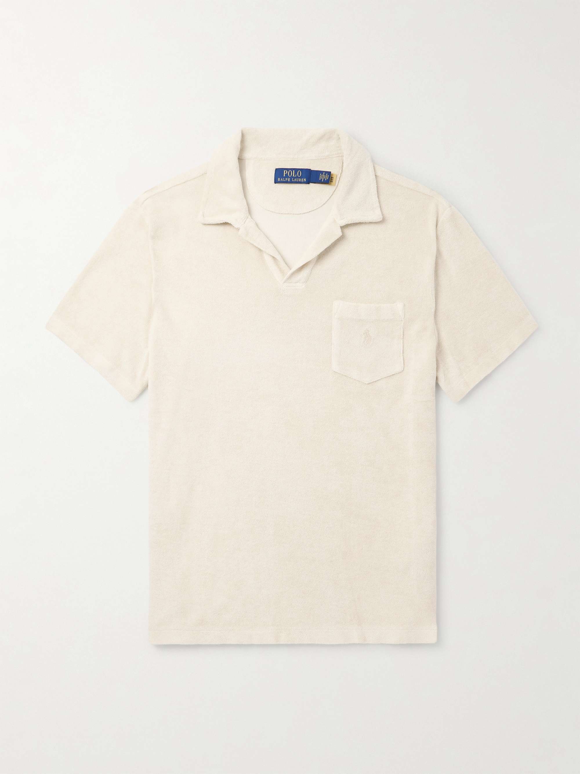 Logo-Embroidered Garment-Dyed Cotton-Terry Polo Shirt view