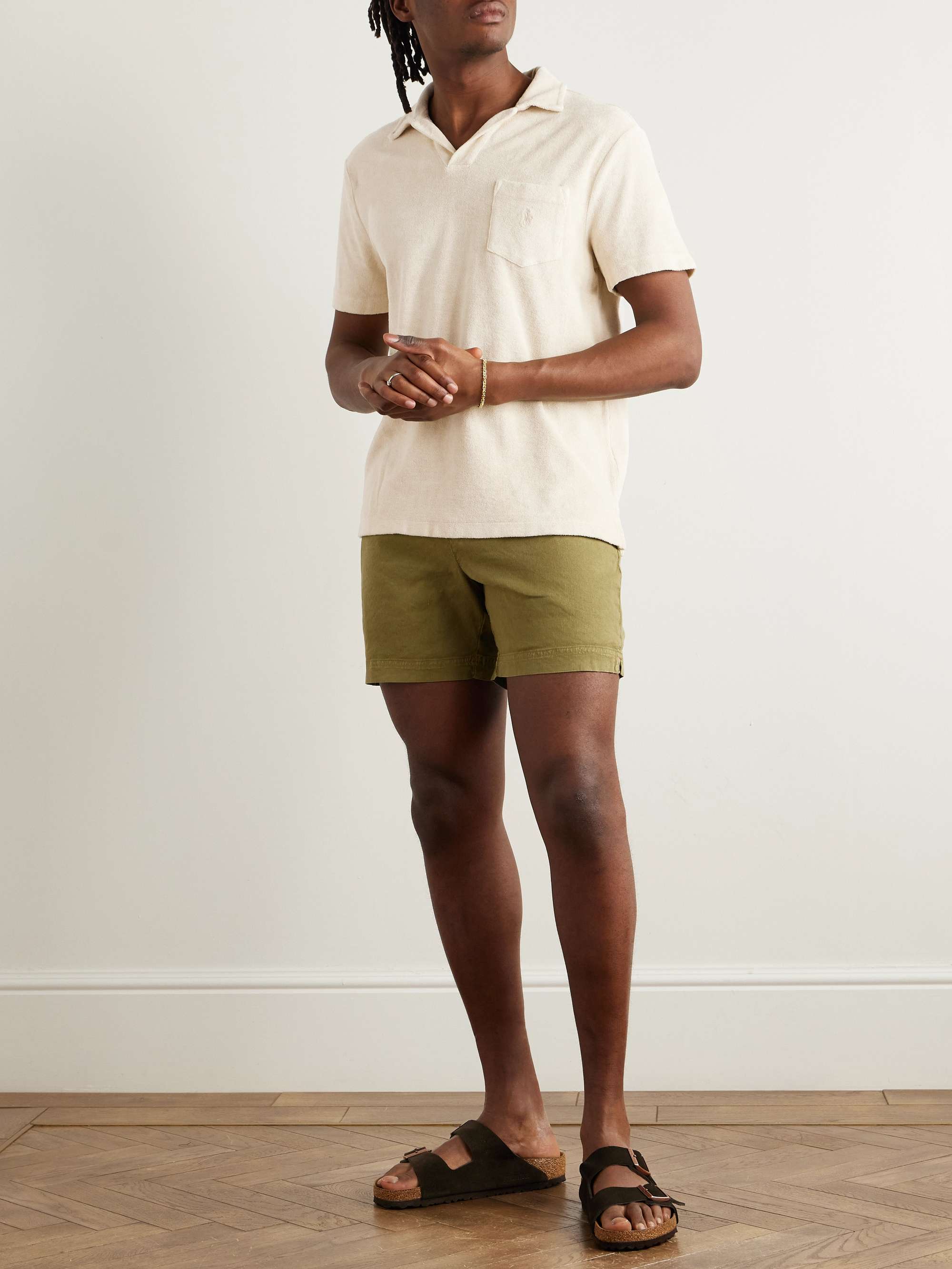 Logo-Embroidered Garment-Dyed Cotton-Terry Polo Shirt view