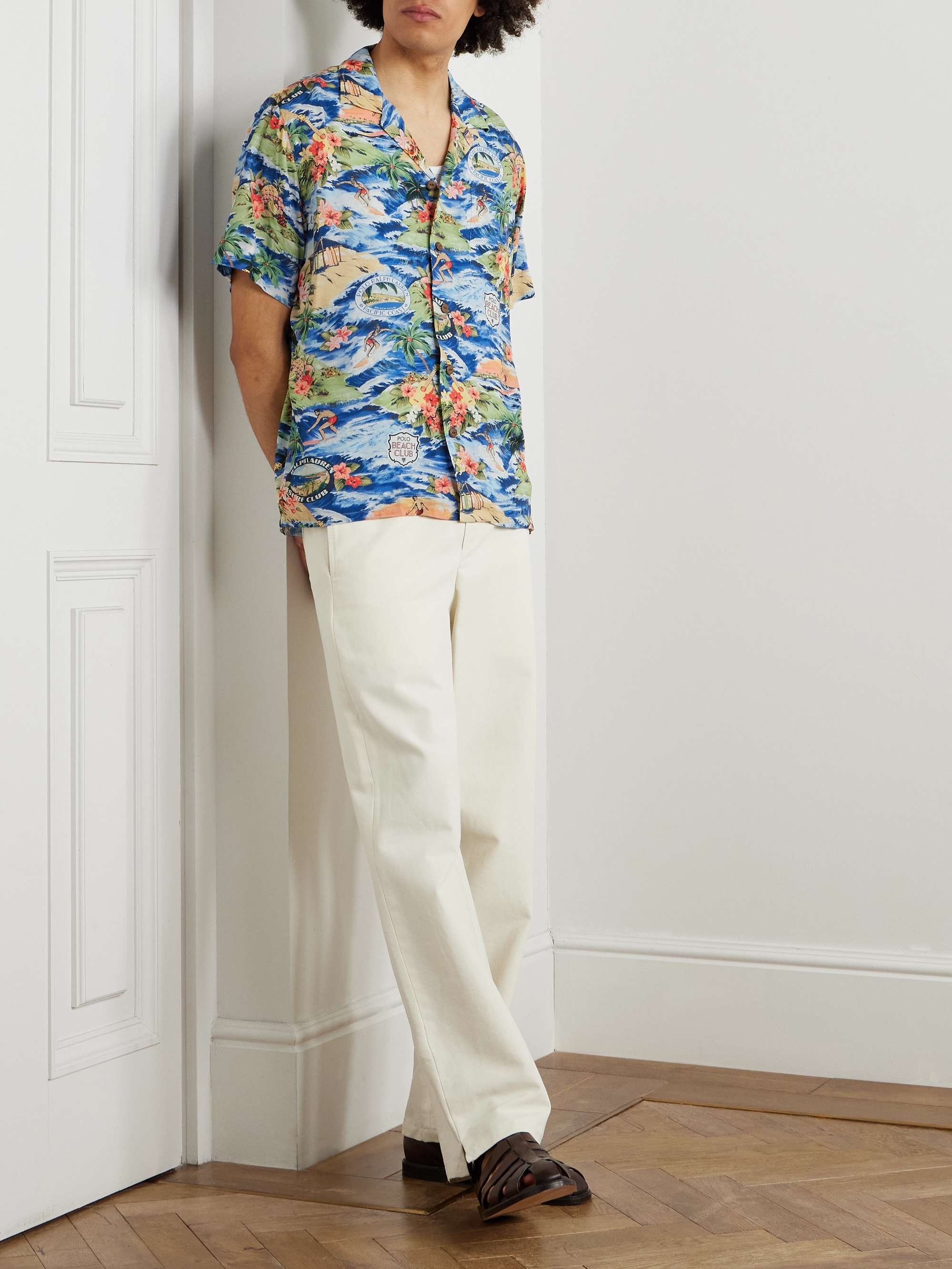 Clady Convertible-Collar Printed Poplin Shirt view
