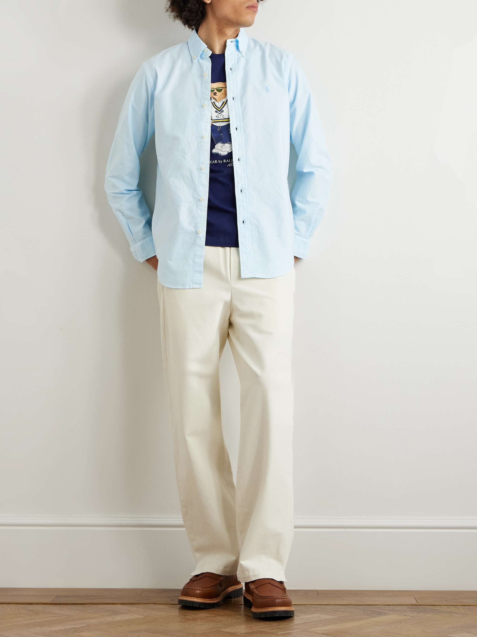 Button-Down Collar Logo-Embroidered Cotton Oxford Shirt view