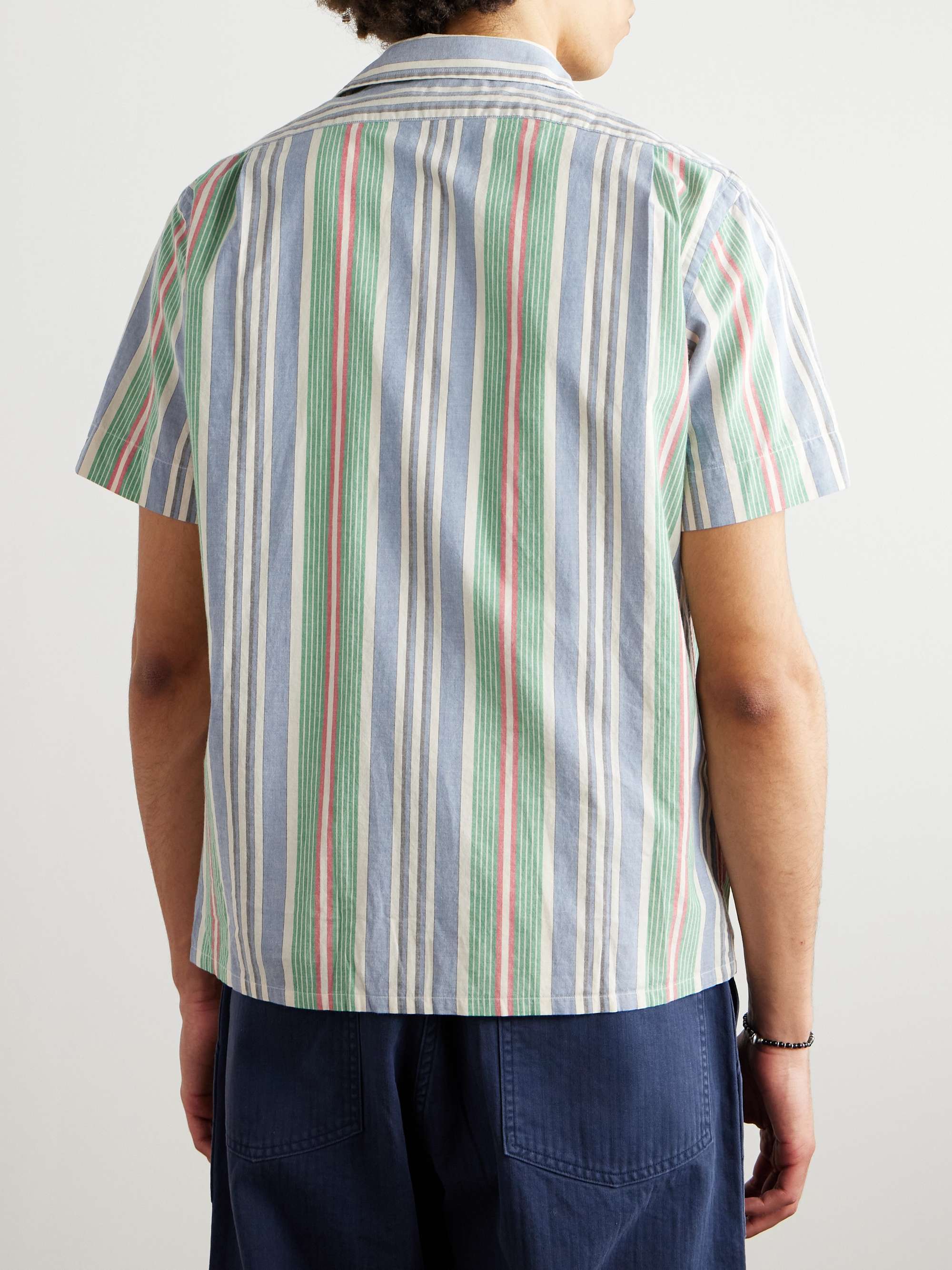 Logo-Embroidered Striped Cotton Shirt view