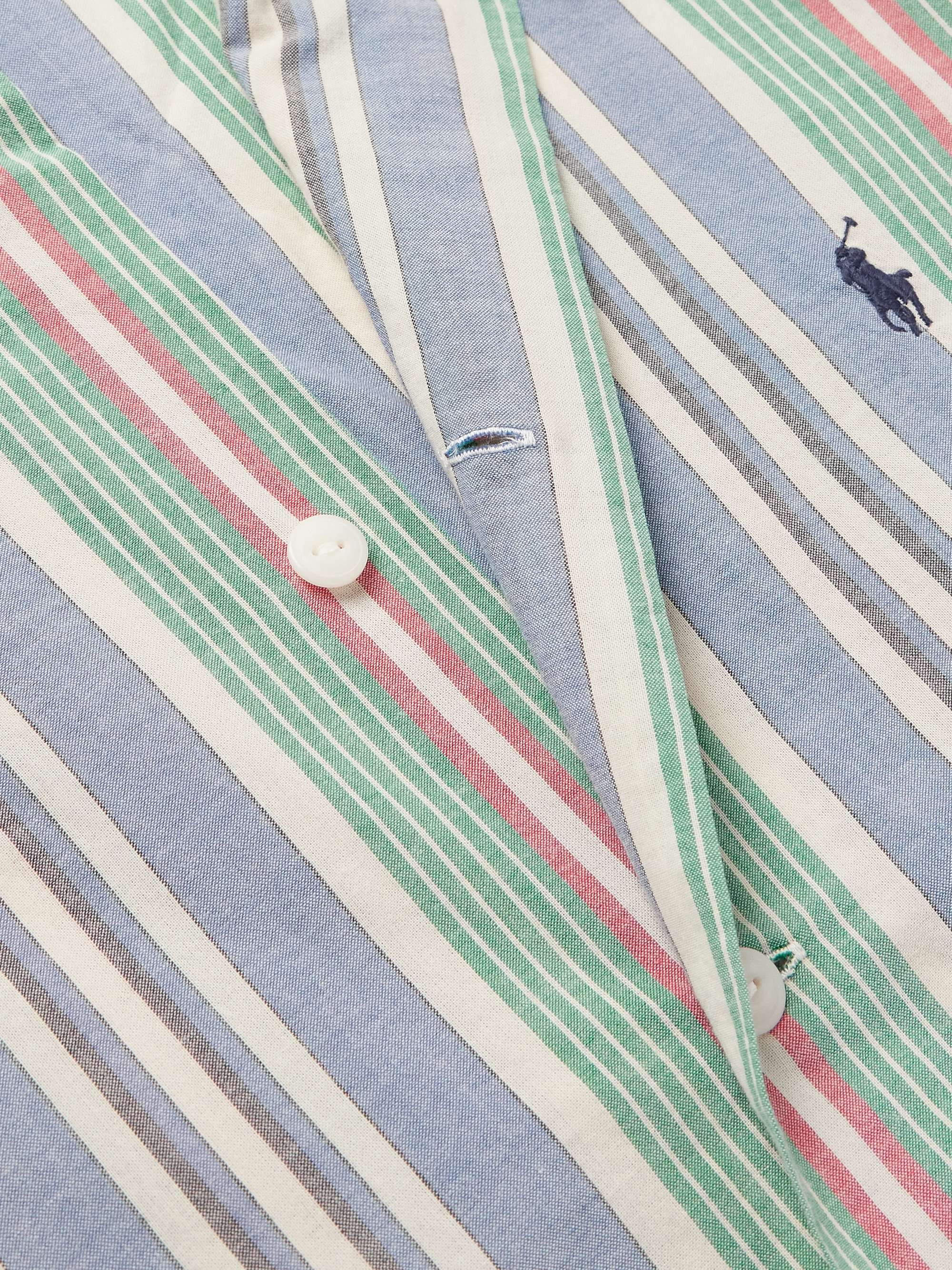 Logo-Embroidered Striped Cotton Shirt view